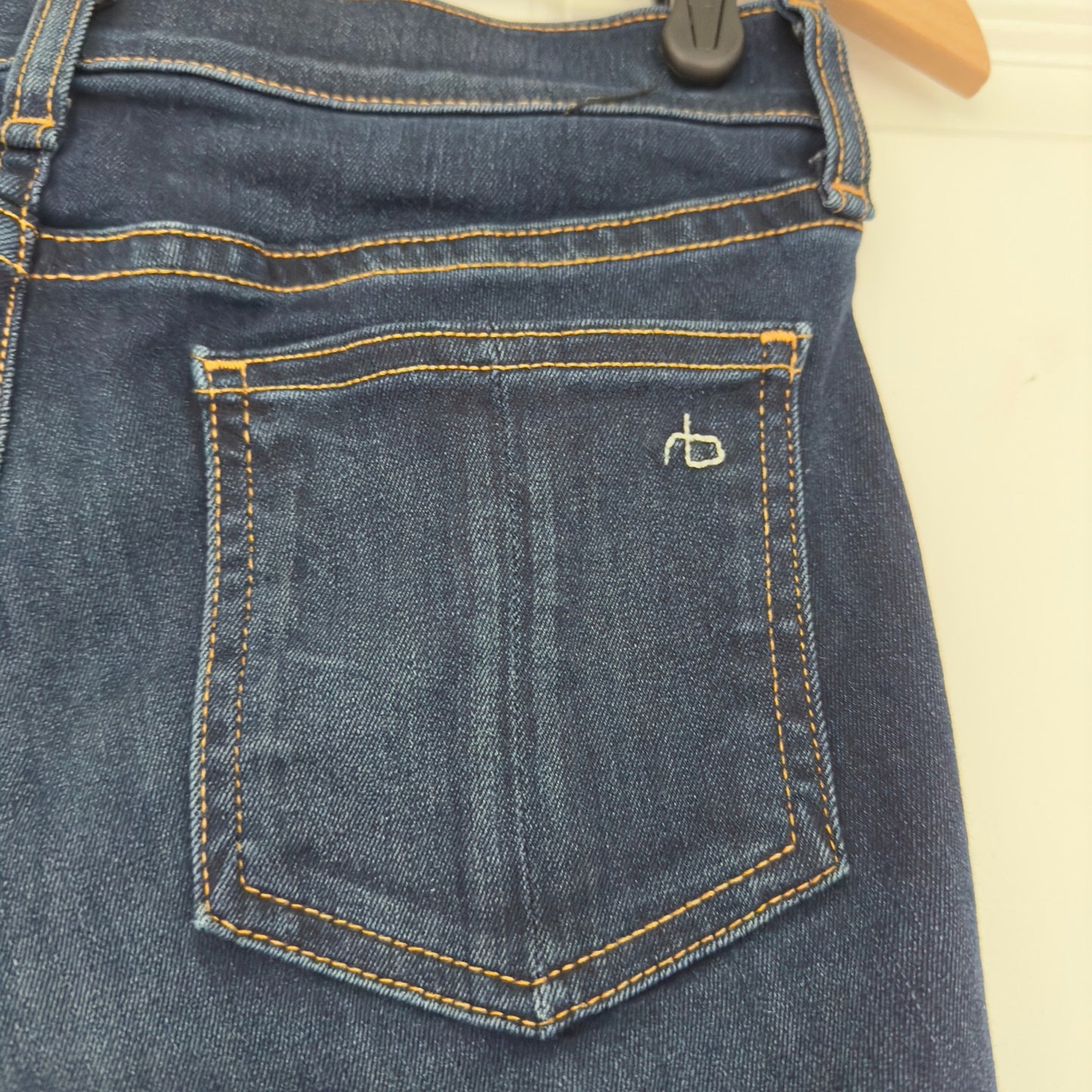 Rag & Bone Dark Wash Skinny Jeans 5-Pocket button zip Cotton stretch Made in USA