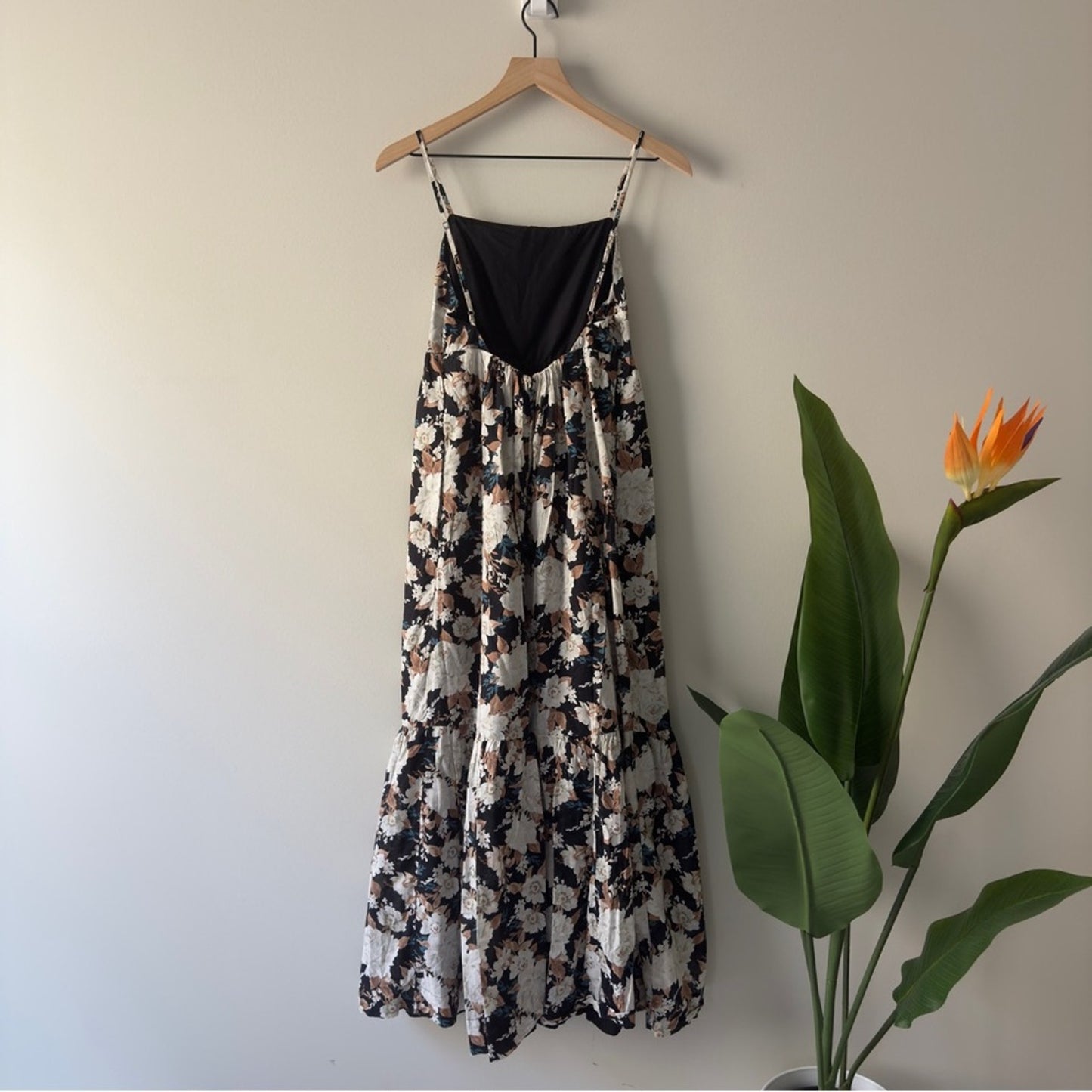 Abercrombie & Fitch 100% Cotton Tiered Floral Maxi Dress Adjustable Spaghetti S