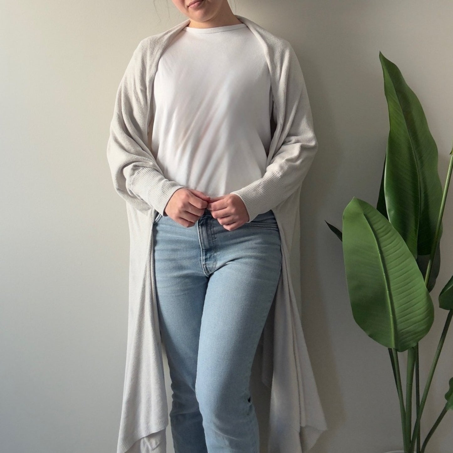 Barefoot Dreams CozyChic Ultra Lite Off-white Long Cardigan Open Front Soft 2X