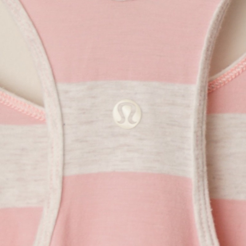 Lululemon Om Racerback Steep Stripe Beached Coral Heathered Angel White Tank Top