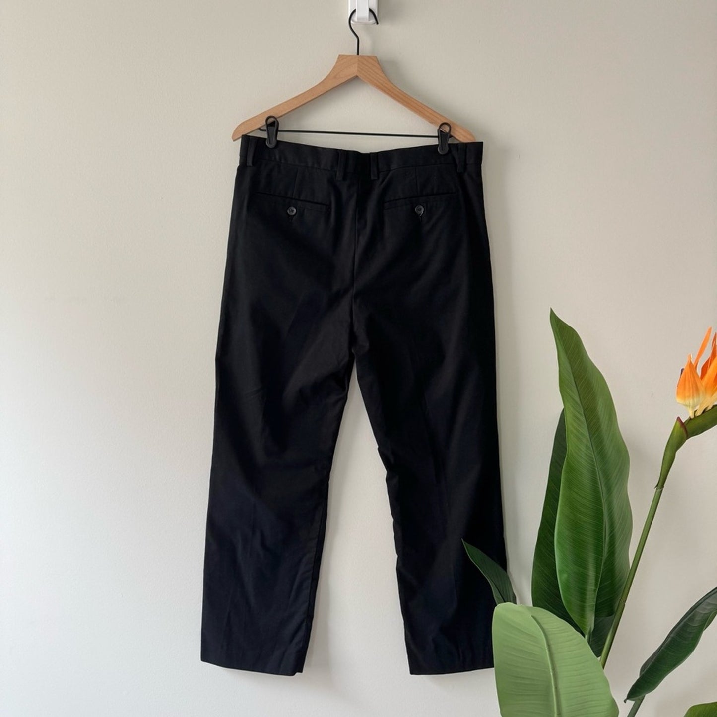 Banana Republic Non-Iron Tailored Fit Black Chinos Zip Hook & Eye Pockets Pants