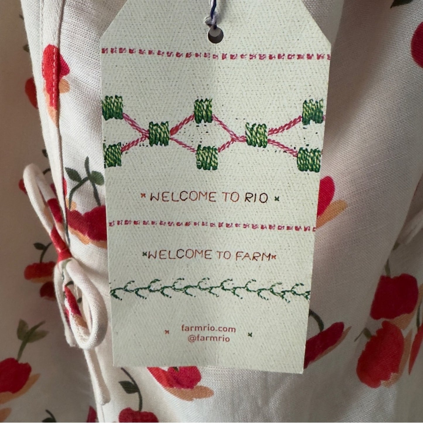 Farm Rio x Anthropologie Cherry Linen Blend Skort Bows Mini Skirt Shorts Zip Up