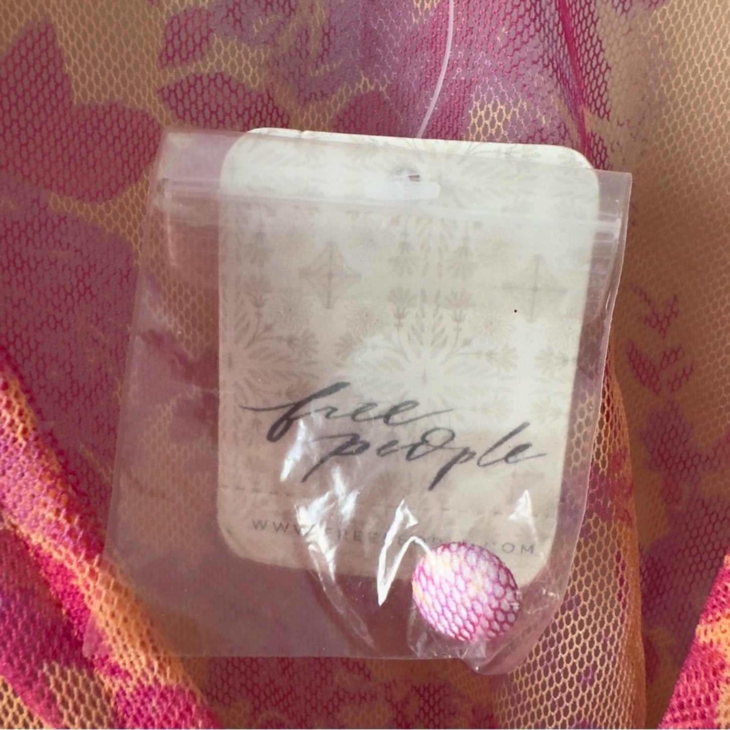 Free People Sugar Top in Hot Tropics Floral Pink Orange Top Fairycore Button NWT