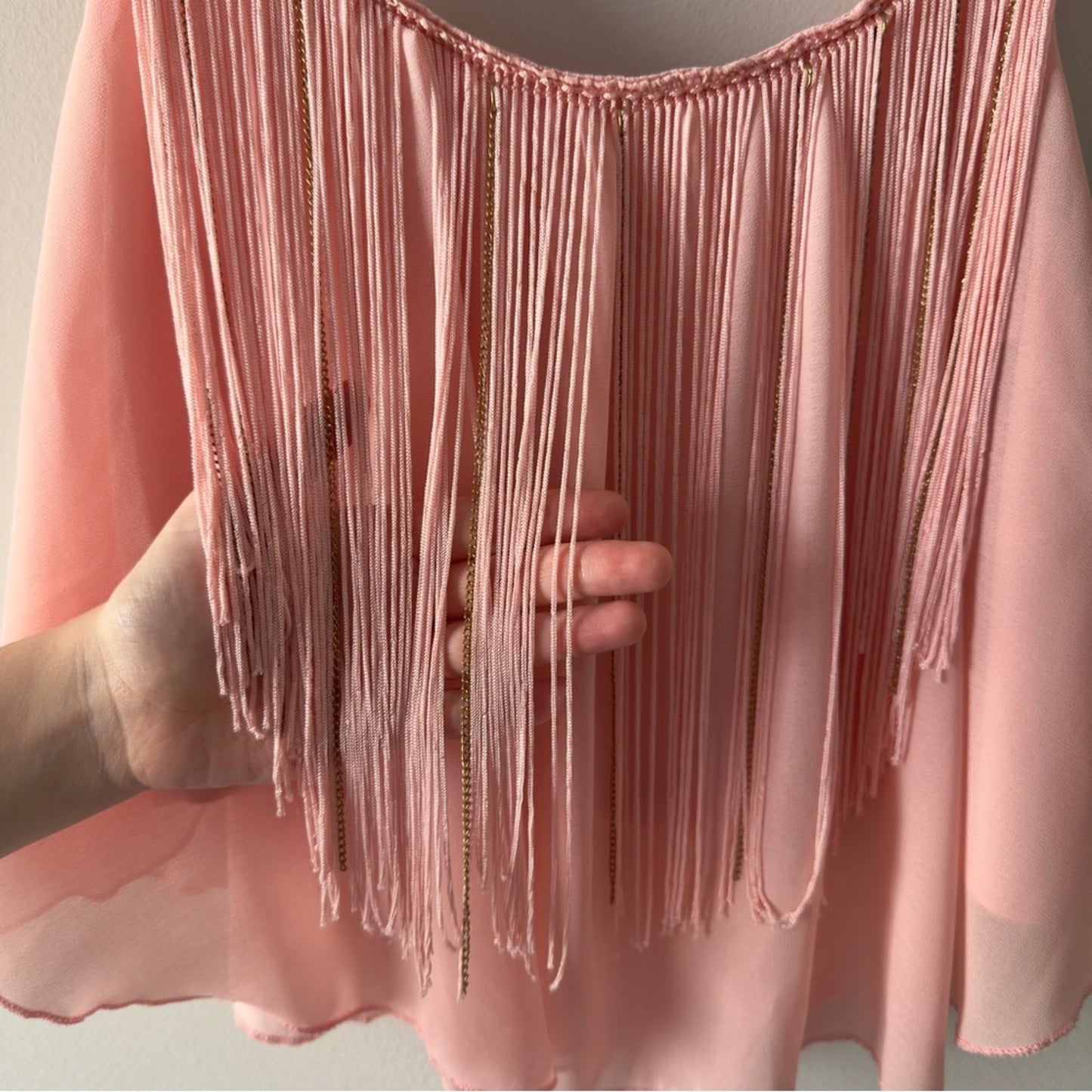 Vintage Y2K Body Central Pink Layered Fringe Camisole Tank Top Spaghetti Strap