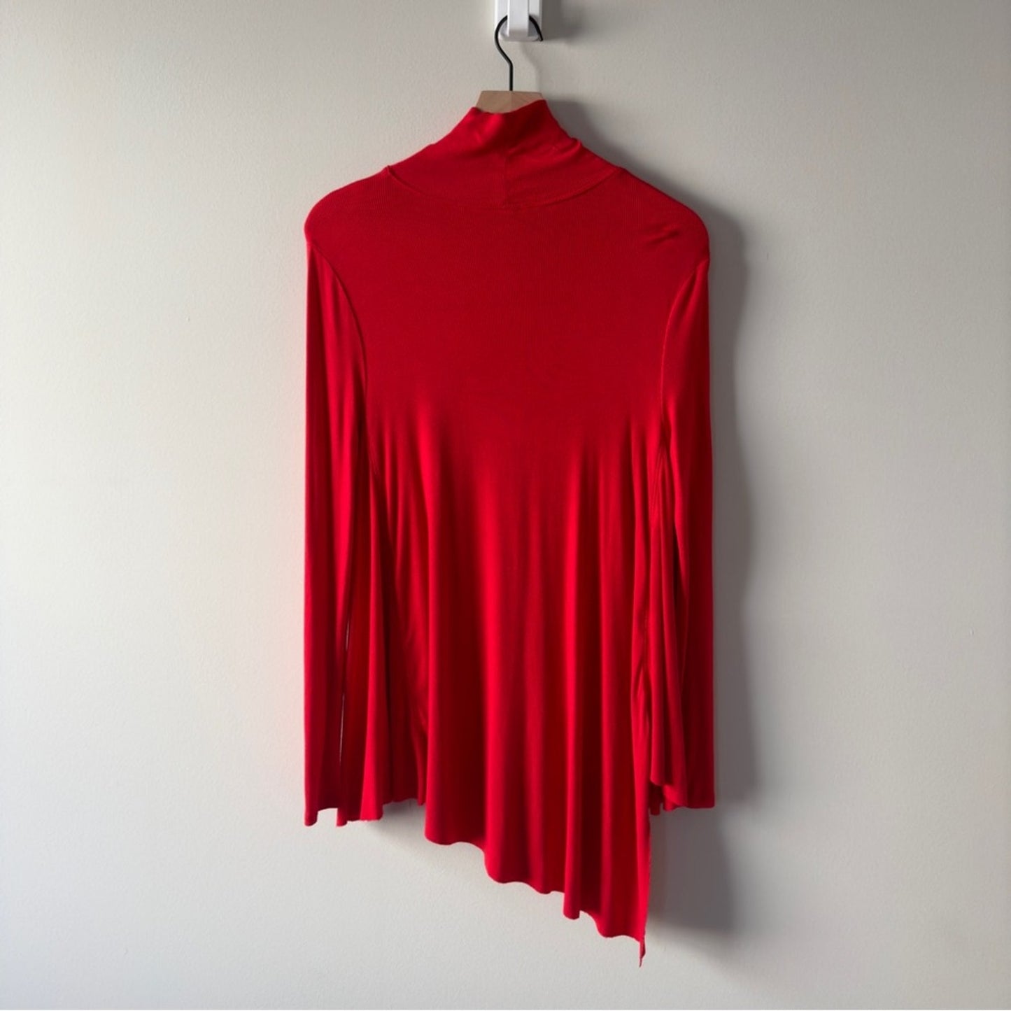 Free People Uptown Turtleneck Sweater Top Red choker cutout asymmetric hem tunic