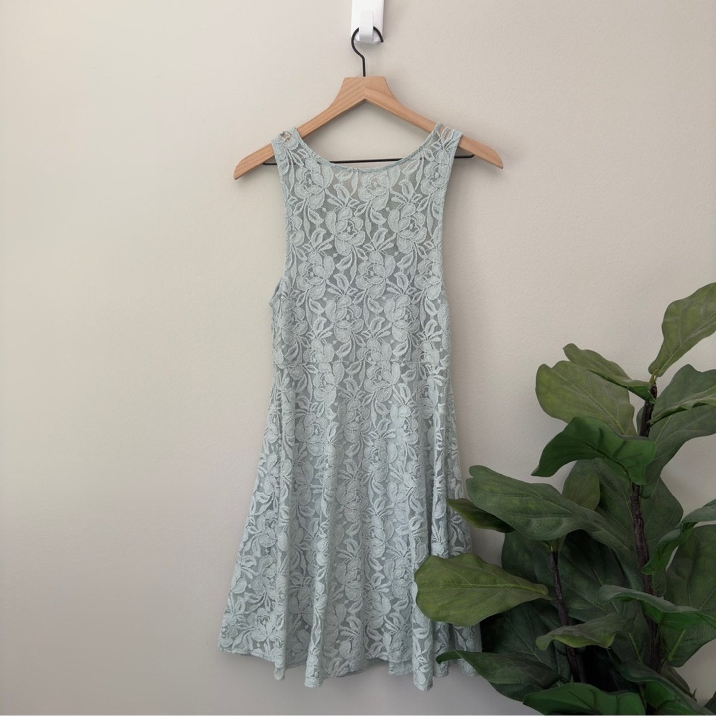Free People Lace Sleeveless Mini Dress Lined A-Line Stretch Cotton Floral Boho