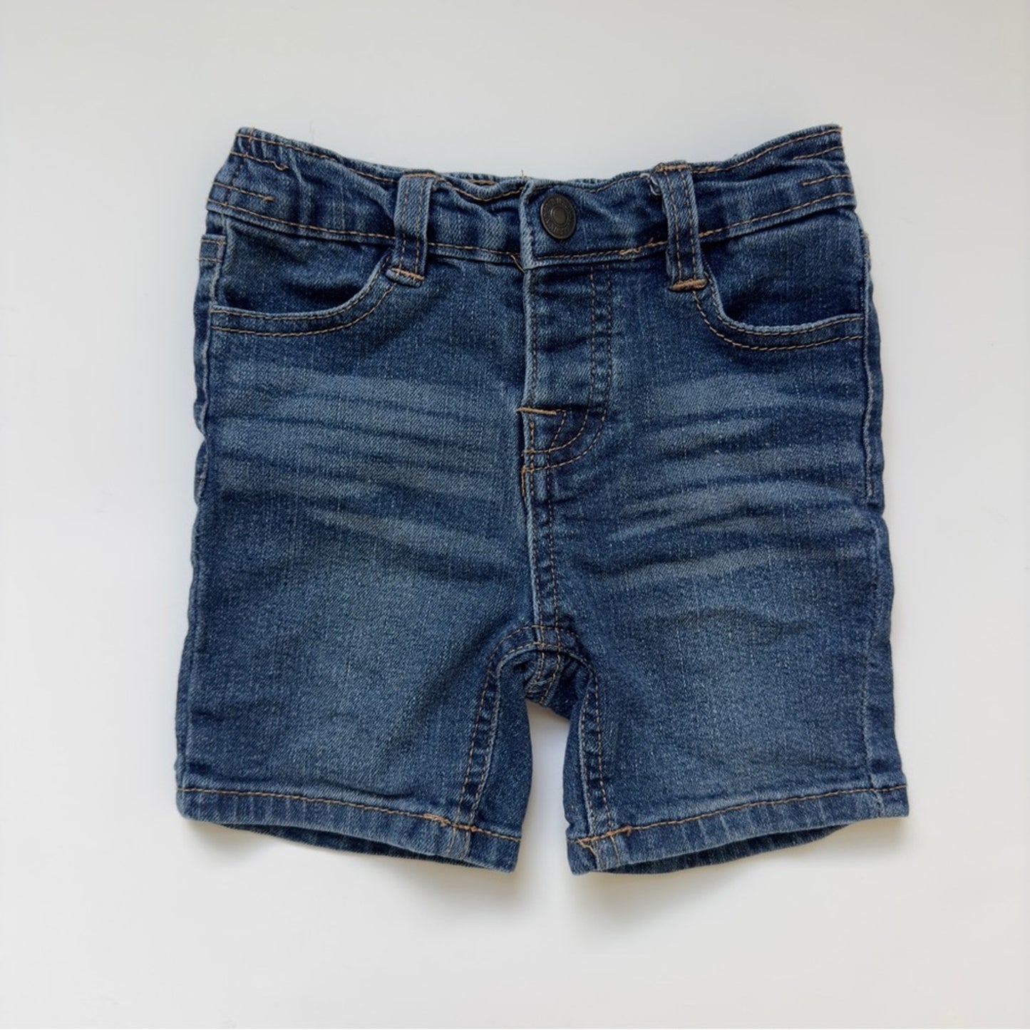 7 For All Mankind Denim Jean shorts cotton spandex stretch snap fly dark Wash