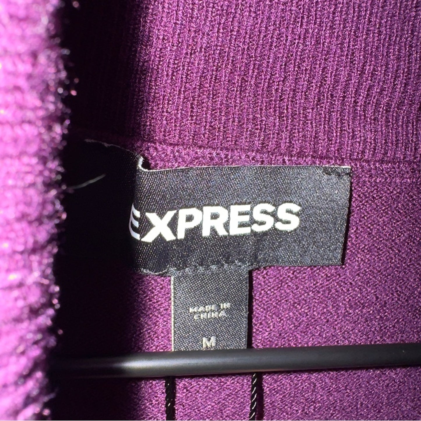 Express Deep Purple Turtleneck Sweater Long Sleeve Tight Knit Soft Solid Autumn