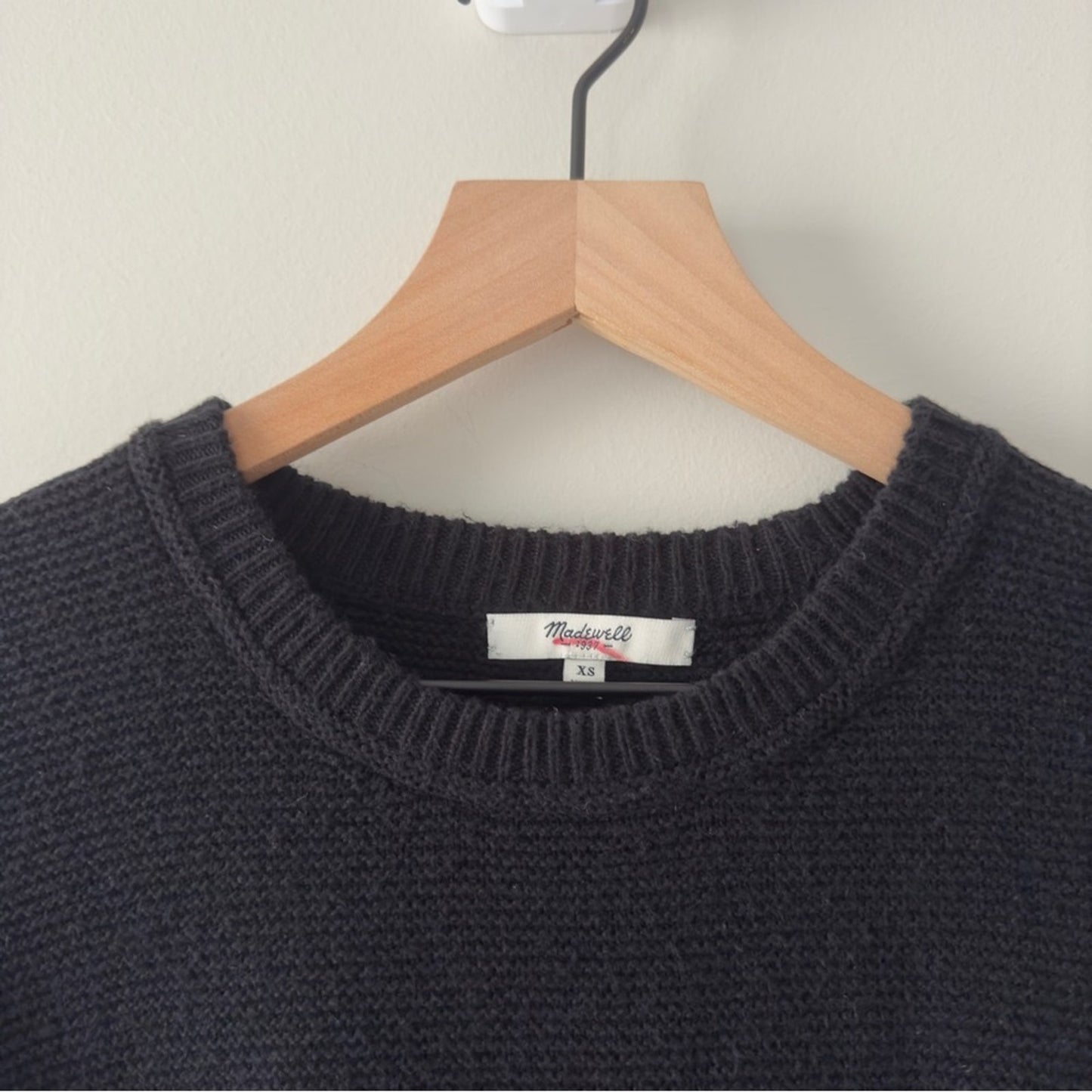 Madewell Tight Knit Pullover Sweater Cotton Blend Long Sleeve Crew Neck Black