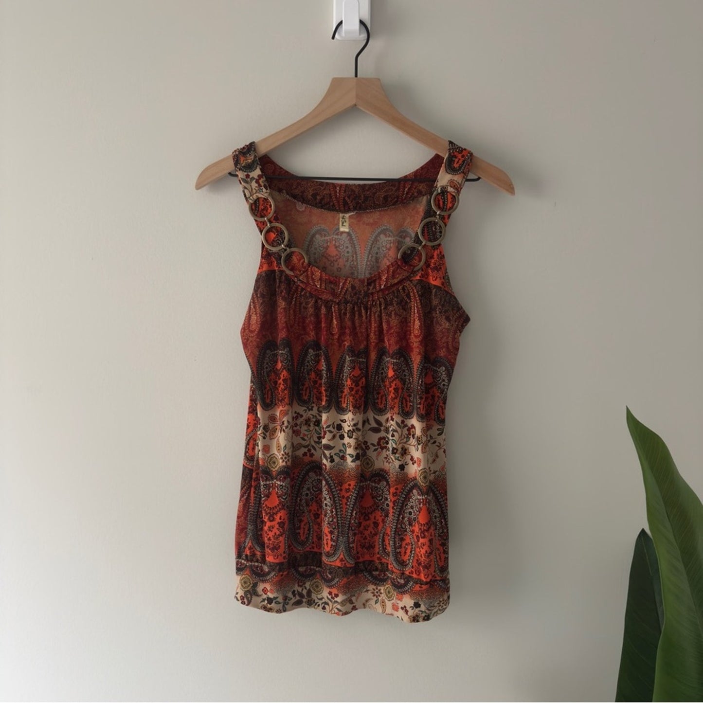 Y2K Heart Souls Paisley Print Sleeveless Top Sleeveless Tank Floral Banded Waist