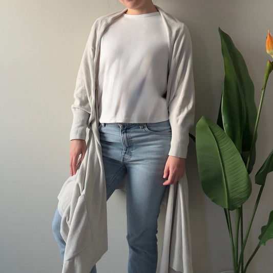 Barefoot Dreams CozyChic Ultra Lite Off-white Long Cardigan Open Front Soft 2X