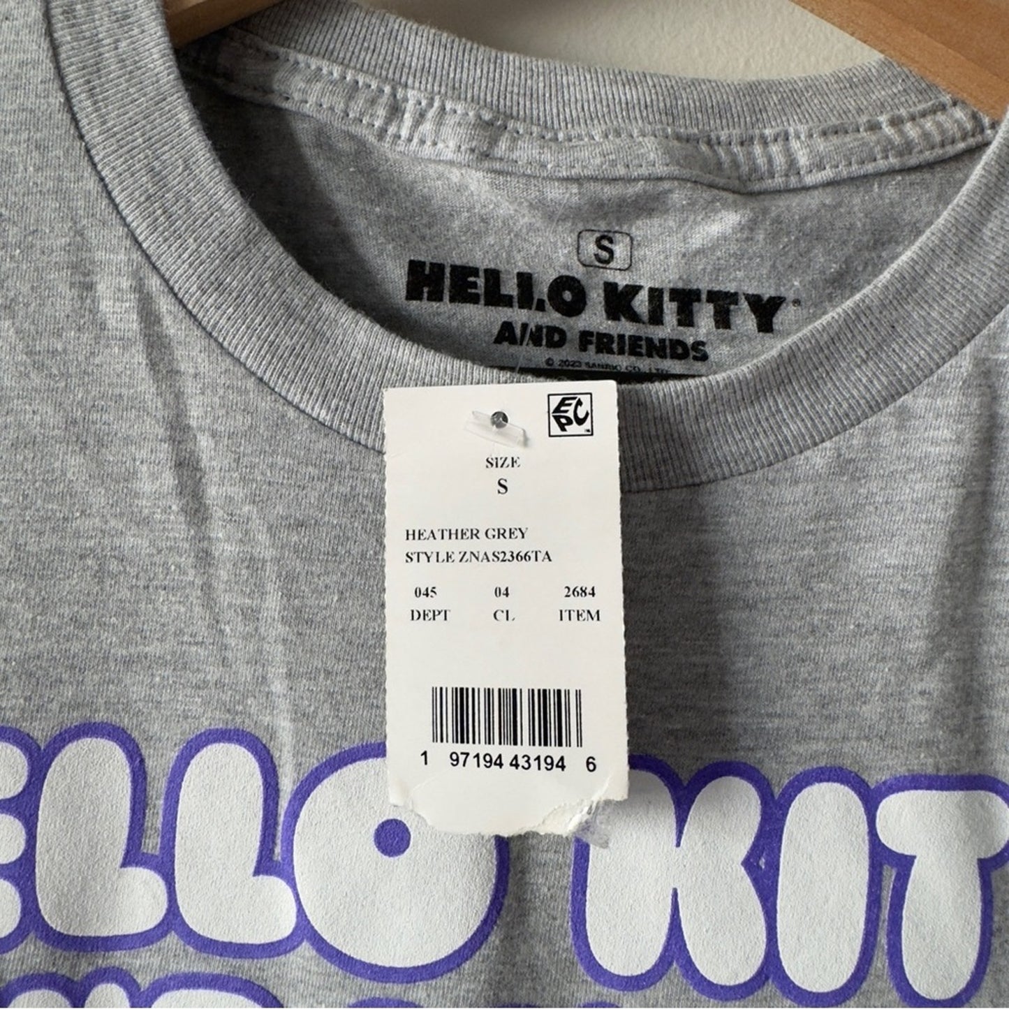 Hello Kitty and Friends Grey Graphic T-Shirt Cotton Blend Short Sleeve Casual S