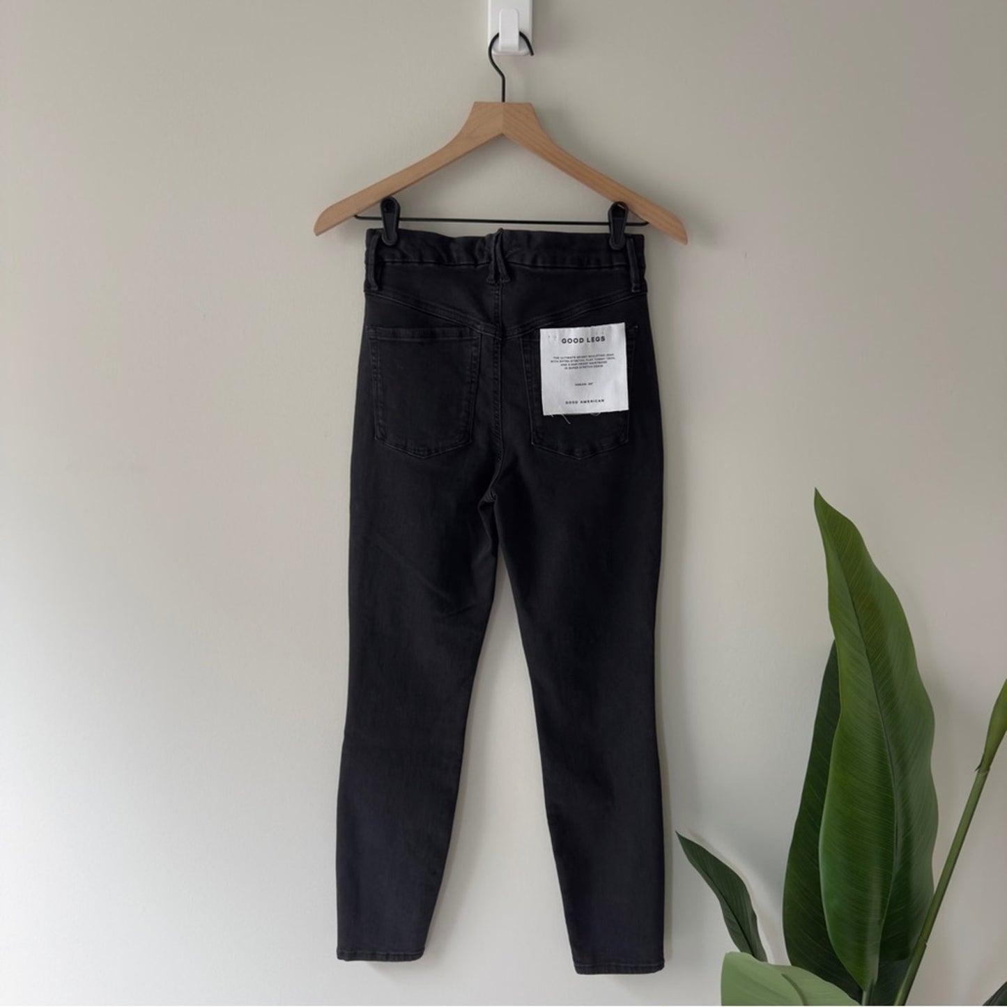 Good American Good Leg Button Fly High Rise Black Skinny Jeans Denim Classic NWT