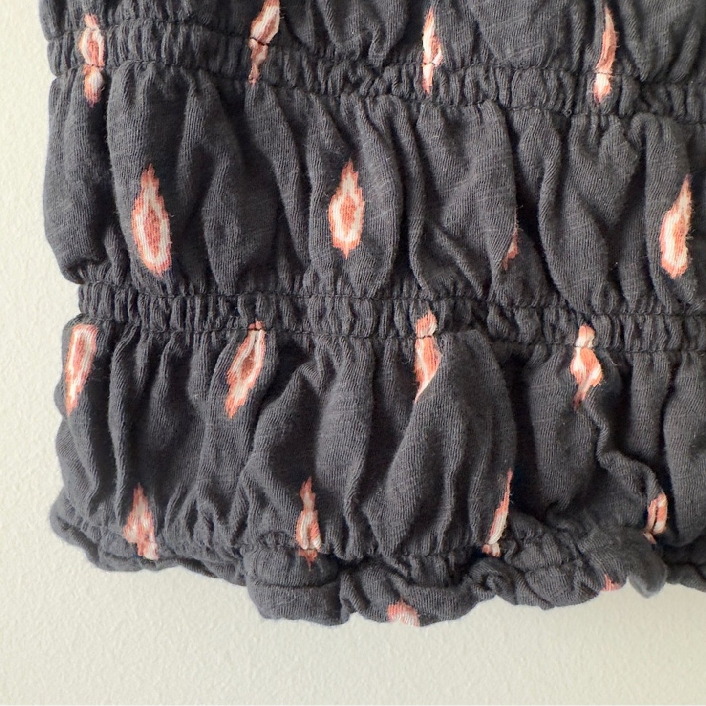 Anthropologie Smocked Tube Top 100% Cotton Chic Black Strapless Pattern Smock M