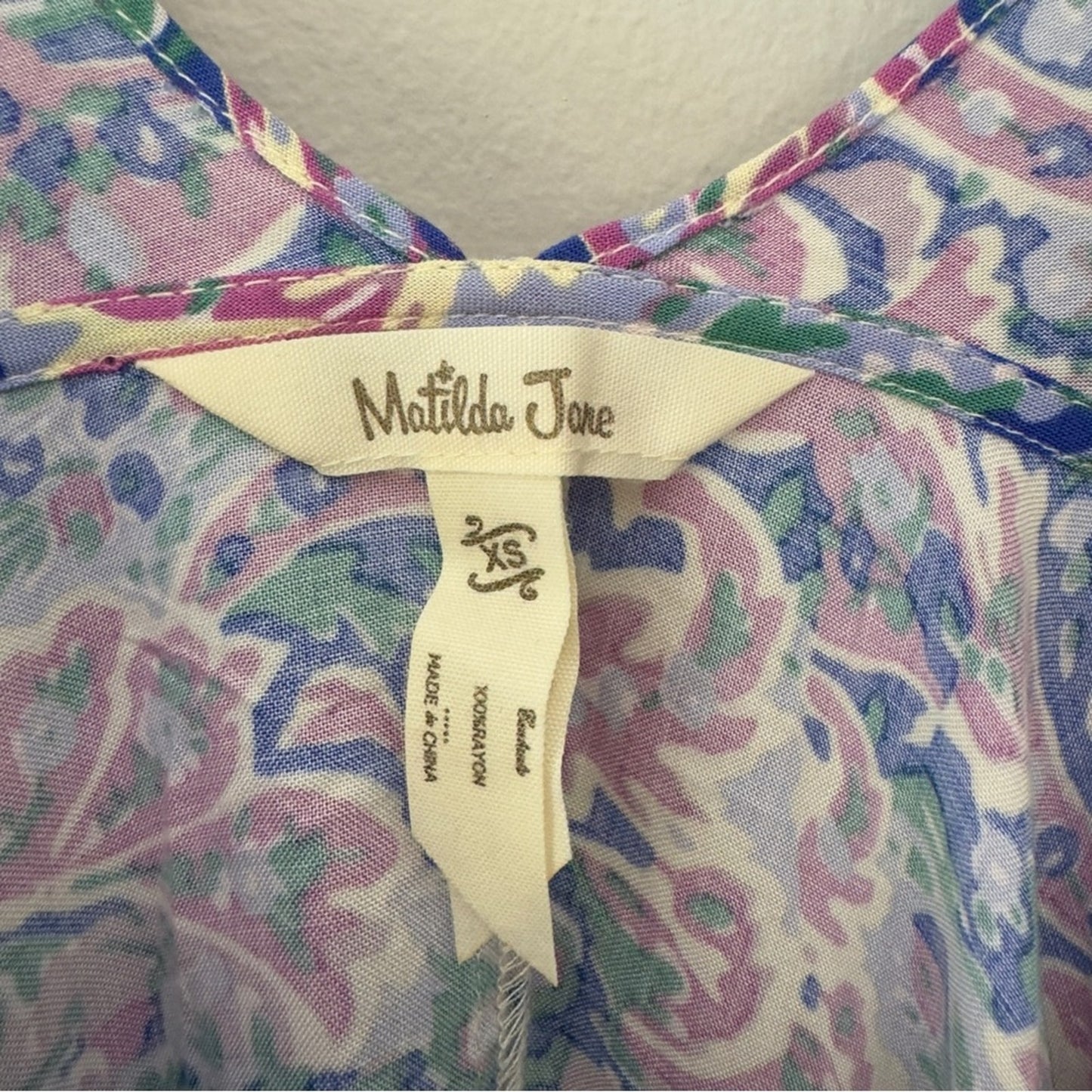 Matilda Jane In the Maze Paisley Print Tunic Swing Top Cap Sleeve High Low Hem