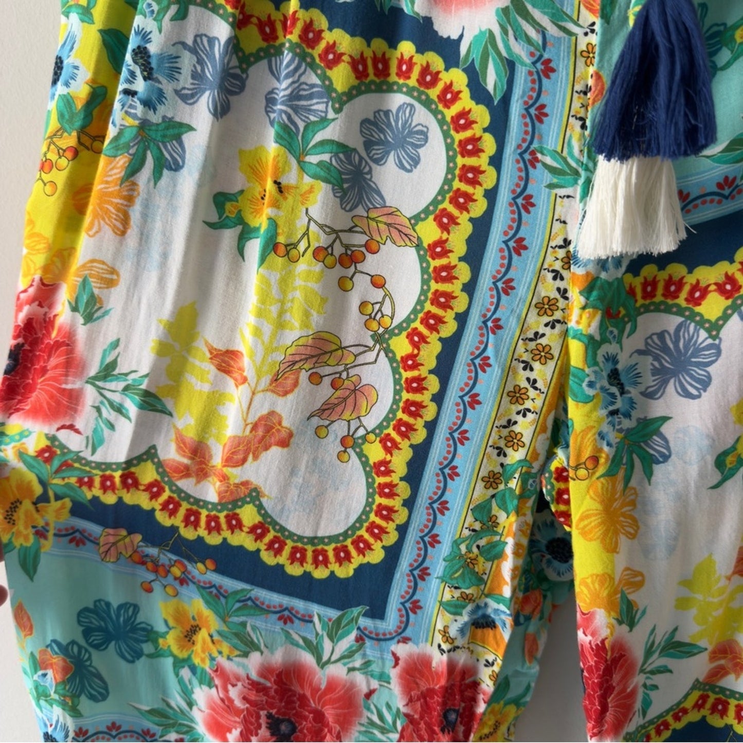 Cia. Maritima Floral Print Women's Pants Boho Bohemian Hippie Tassel Drawstring