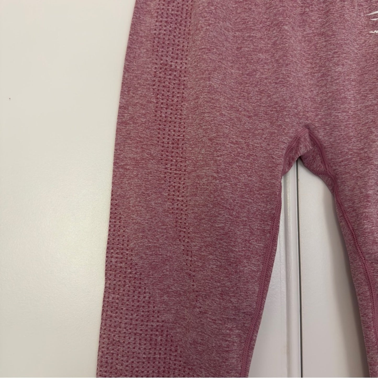 Gymshark high rise athletic leggings pink white logo stretch gym workout active