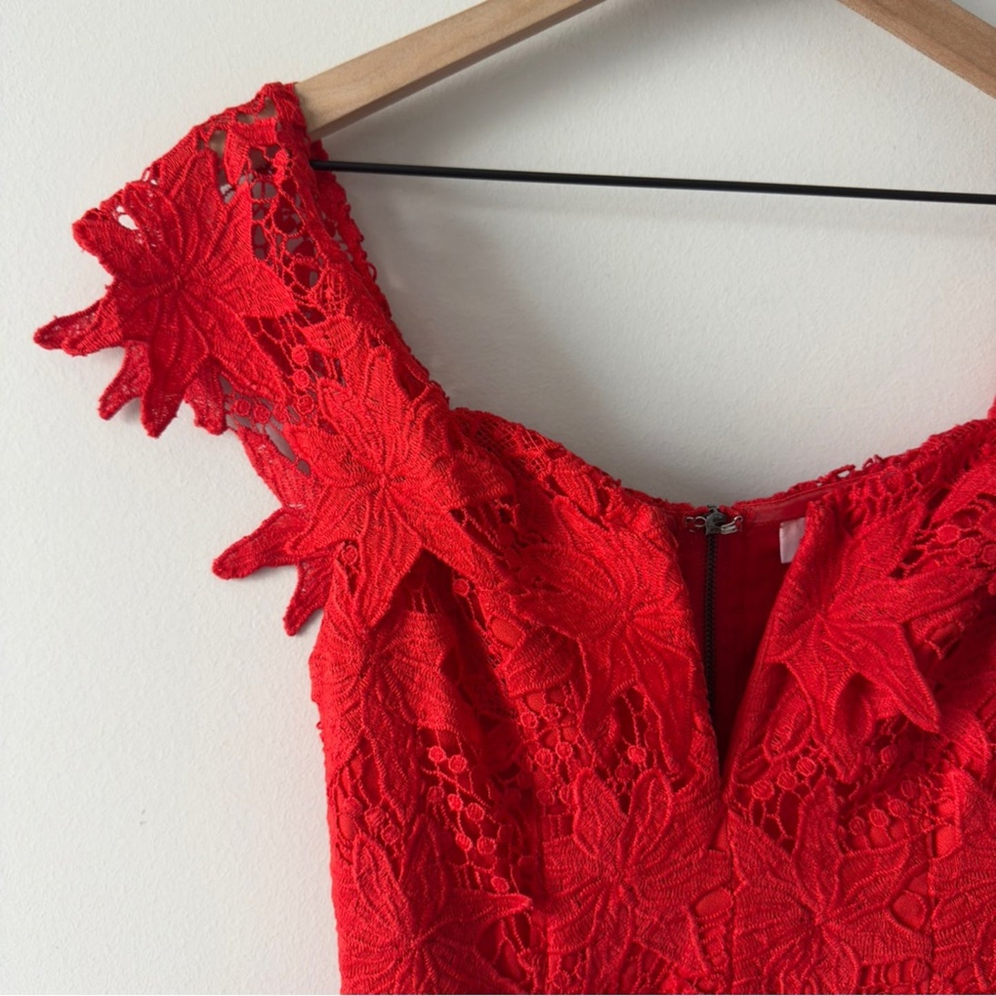 Revolve ASTR the Label Scarlet Lace Dress Off the Shoulder floral lined mini EUC