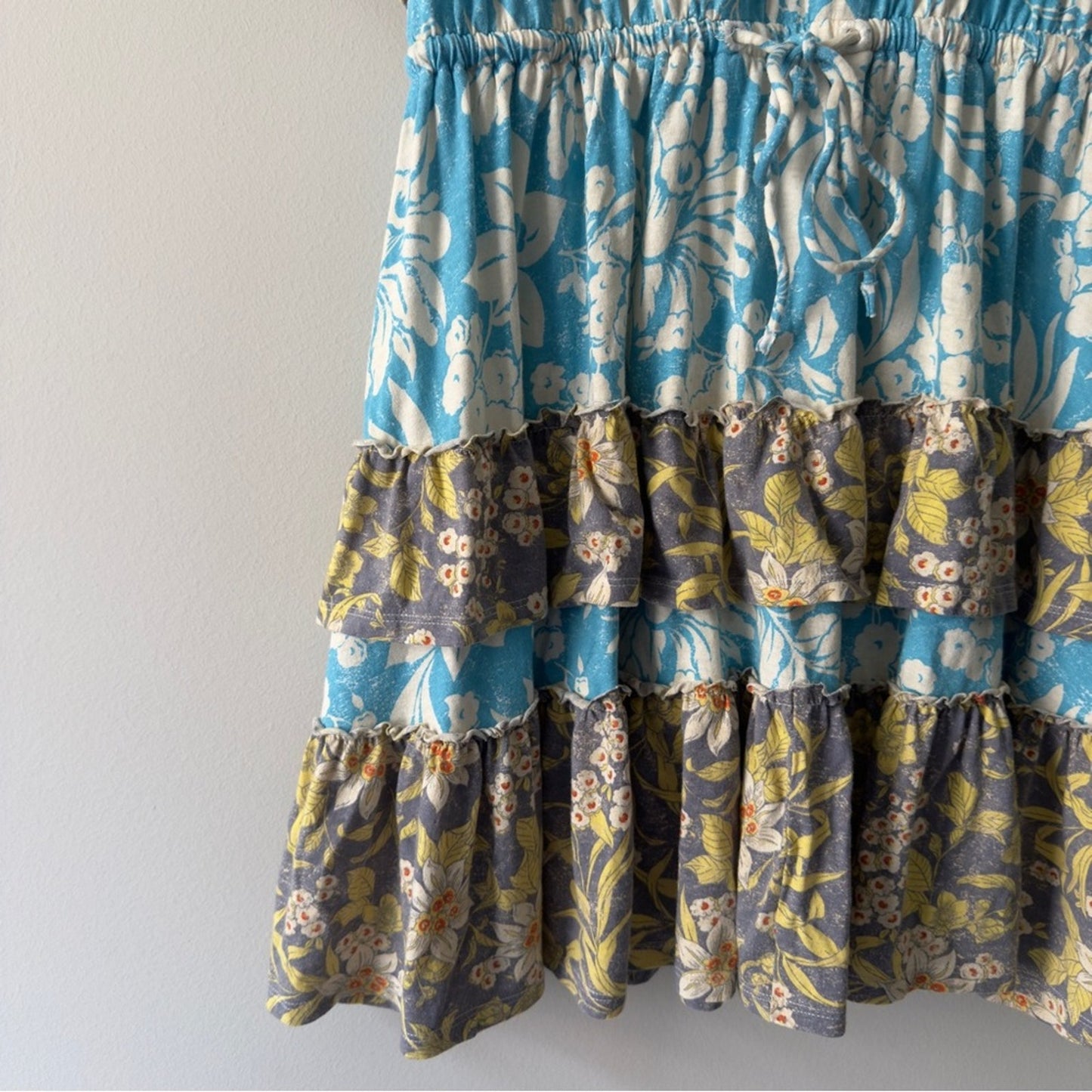 Daily Practice by Anthropologie Tiered Ruffle Mini Dress floral Flowy v-neck EUC