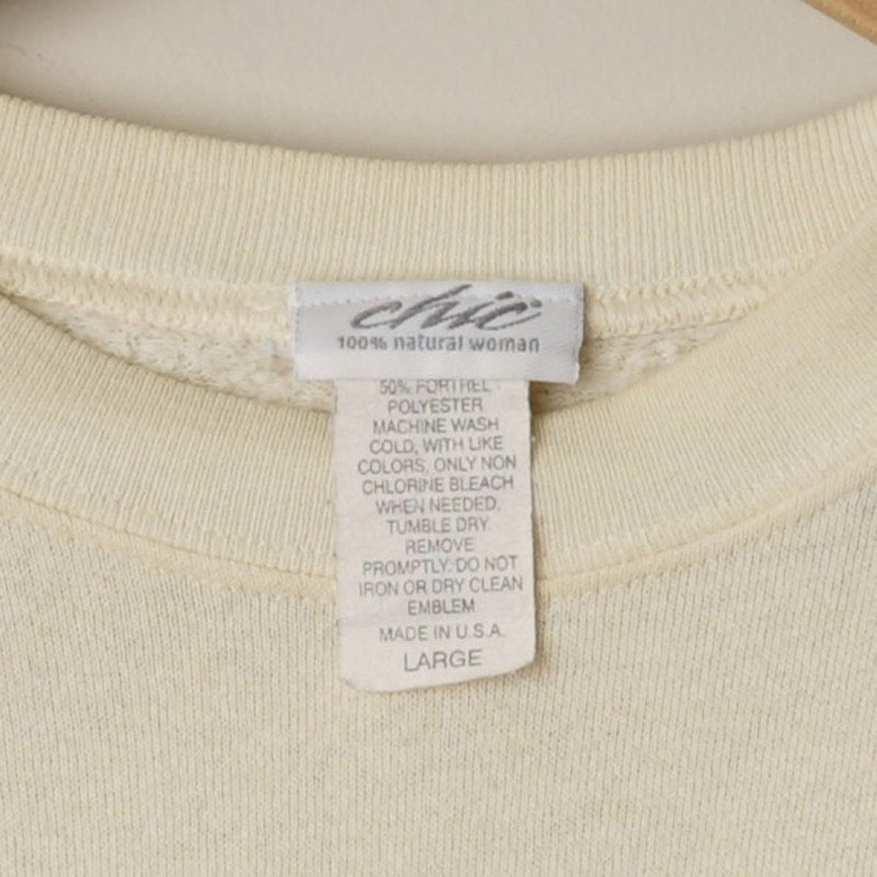 Vintge Chic 100% Natural Woman "Happiness is from the heart" Embroidered Crew L