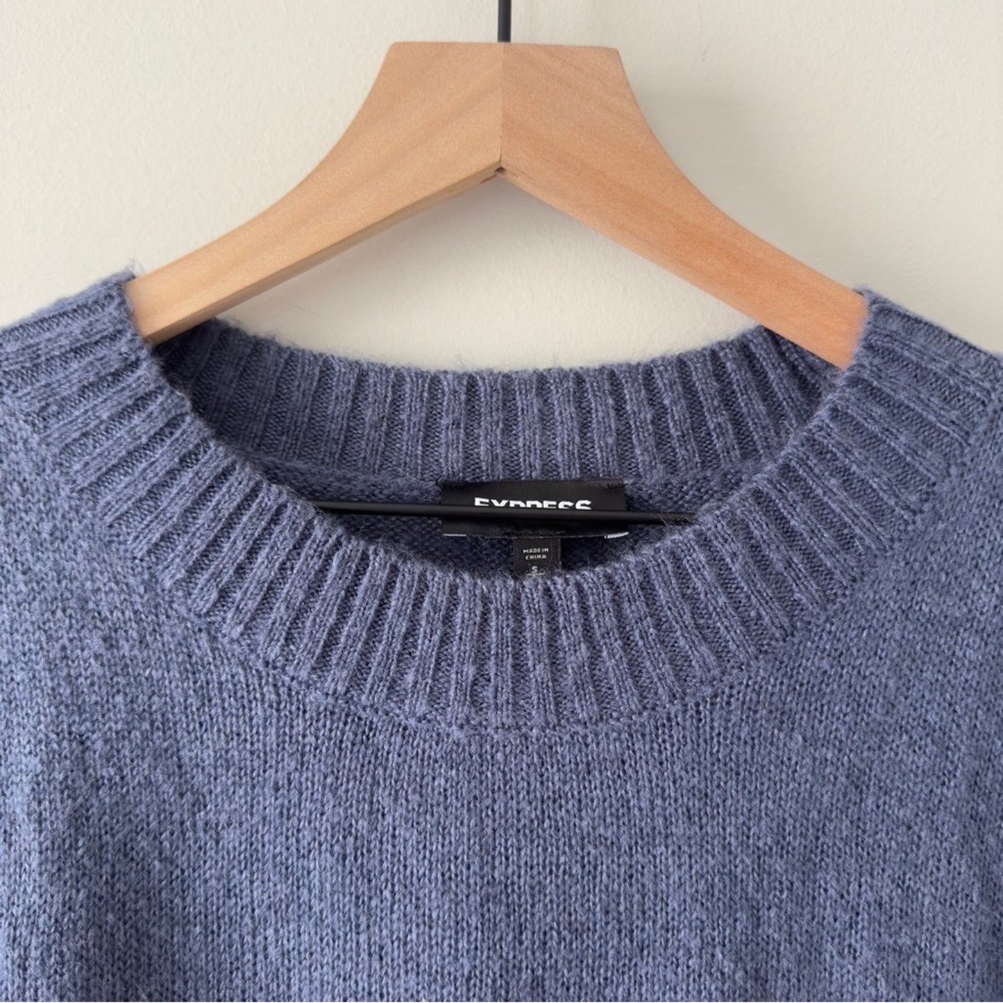 Express Cozy Blue Sweater Long Sleeve Cuffs Crew Neck Solid Fall Winter Casual S