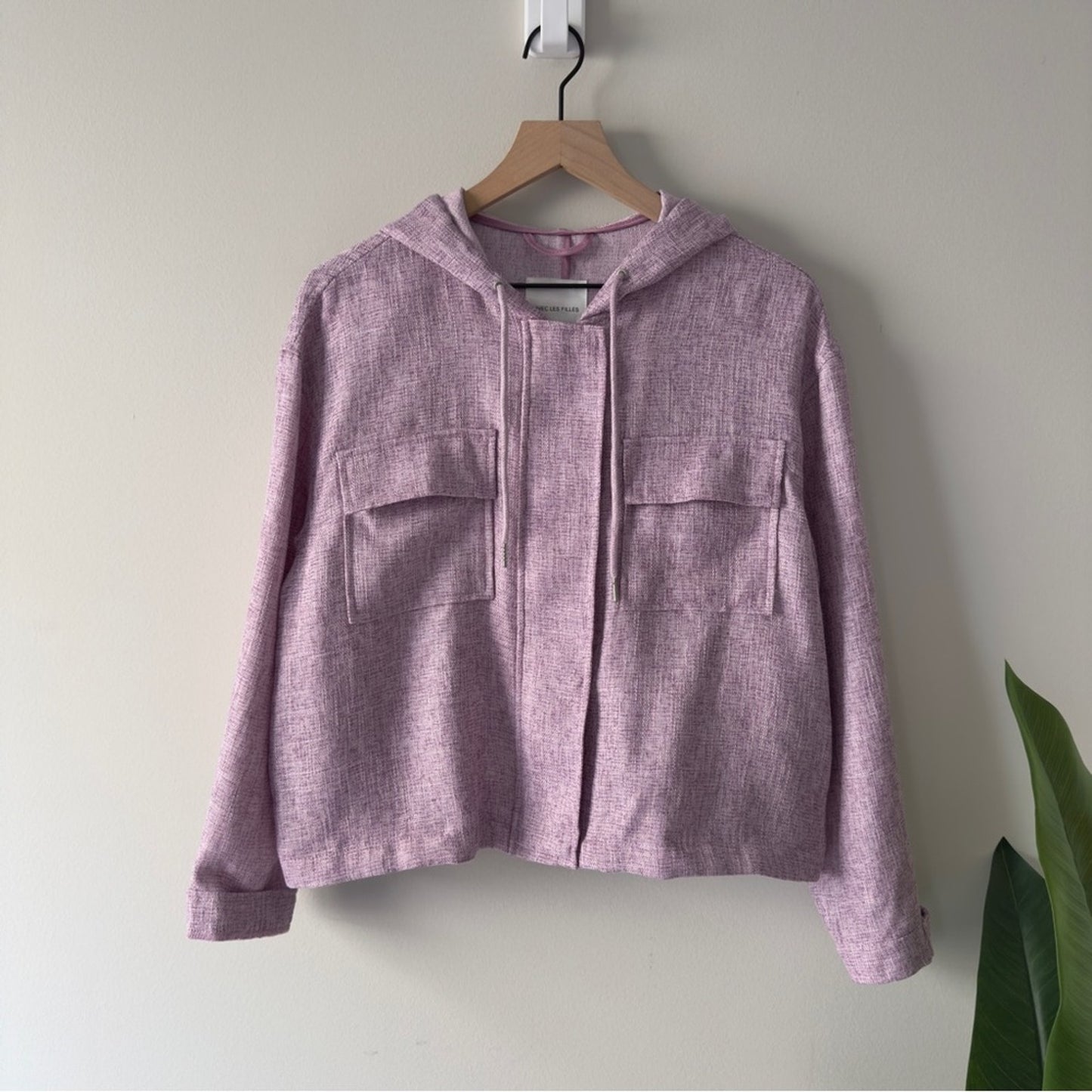 Anthropologie Avec Les Filles Lilac Hooded Jacket Full Zip Snap Drawstring hood
