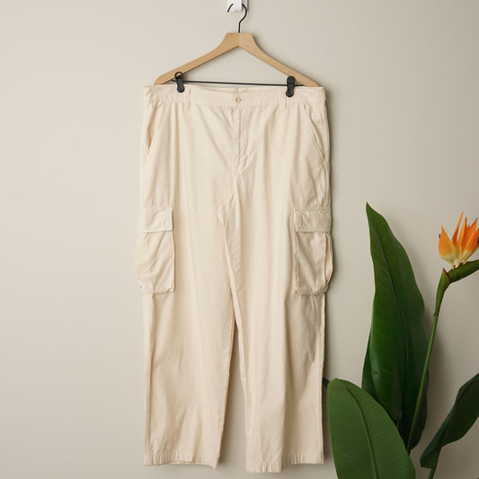 Madewell Low-Slung Cargo Pants Beige Pockets Straight Leg Cotton Blend Y2K Solid