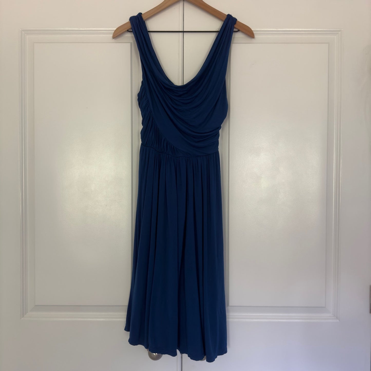 Anthropologie Deletta Pezza Jersey Dress Blue lined A-Line Sleveless Solid scoop