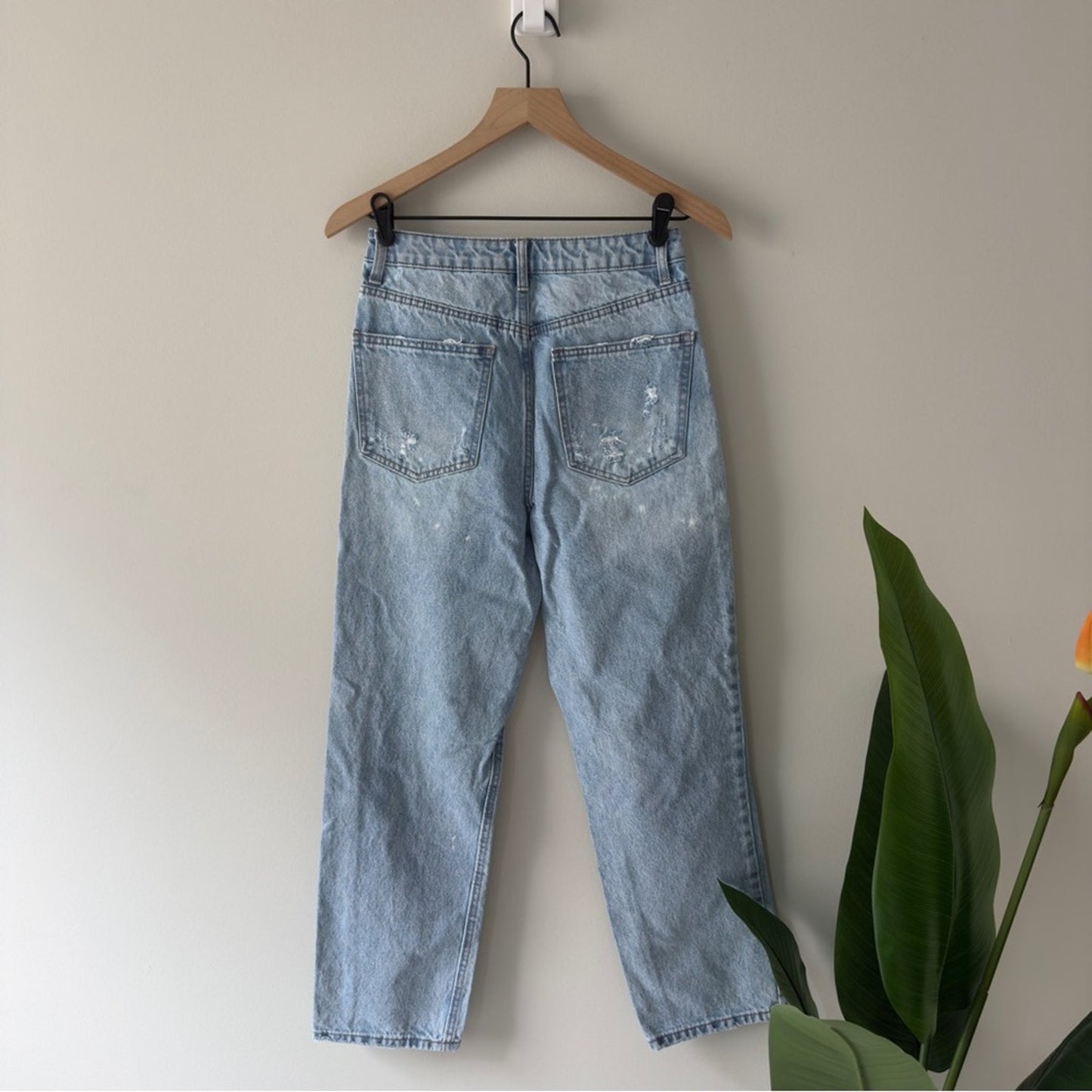 No Boundaries Distressed Paint Splatter Light Wash Jeans 100% Cotton Button Fly