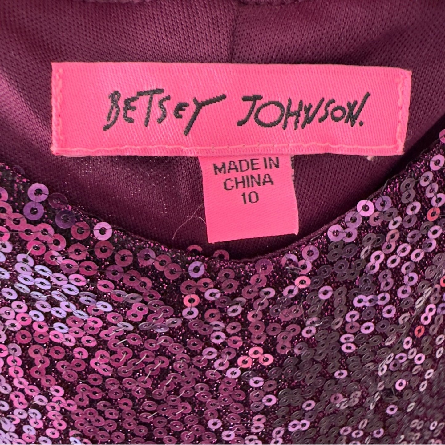 Betsey Johnson Purple Sequin spaghetti strap Sleeveless Bodycon mini Dress slit