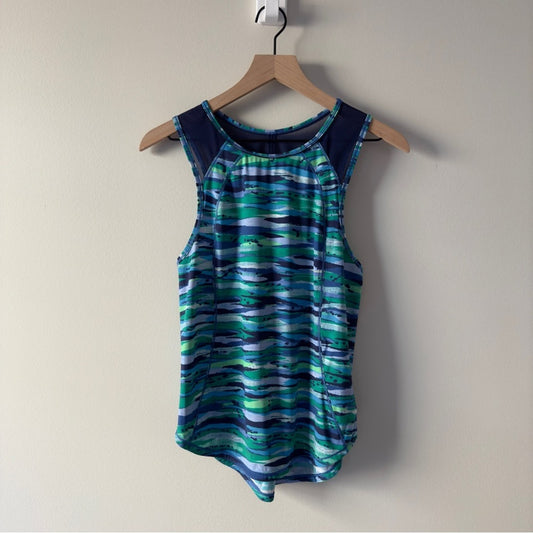 Lululemon Sculpt Tank in Seven Wonders Multi / Hero Blue Top Cut Out sleeveless
