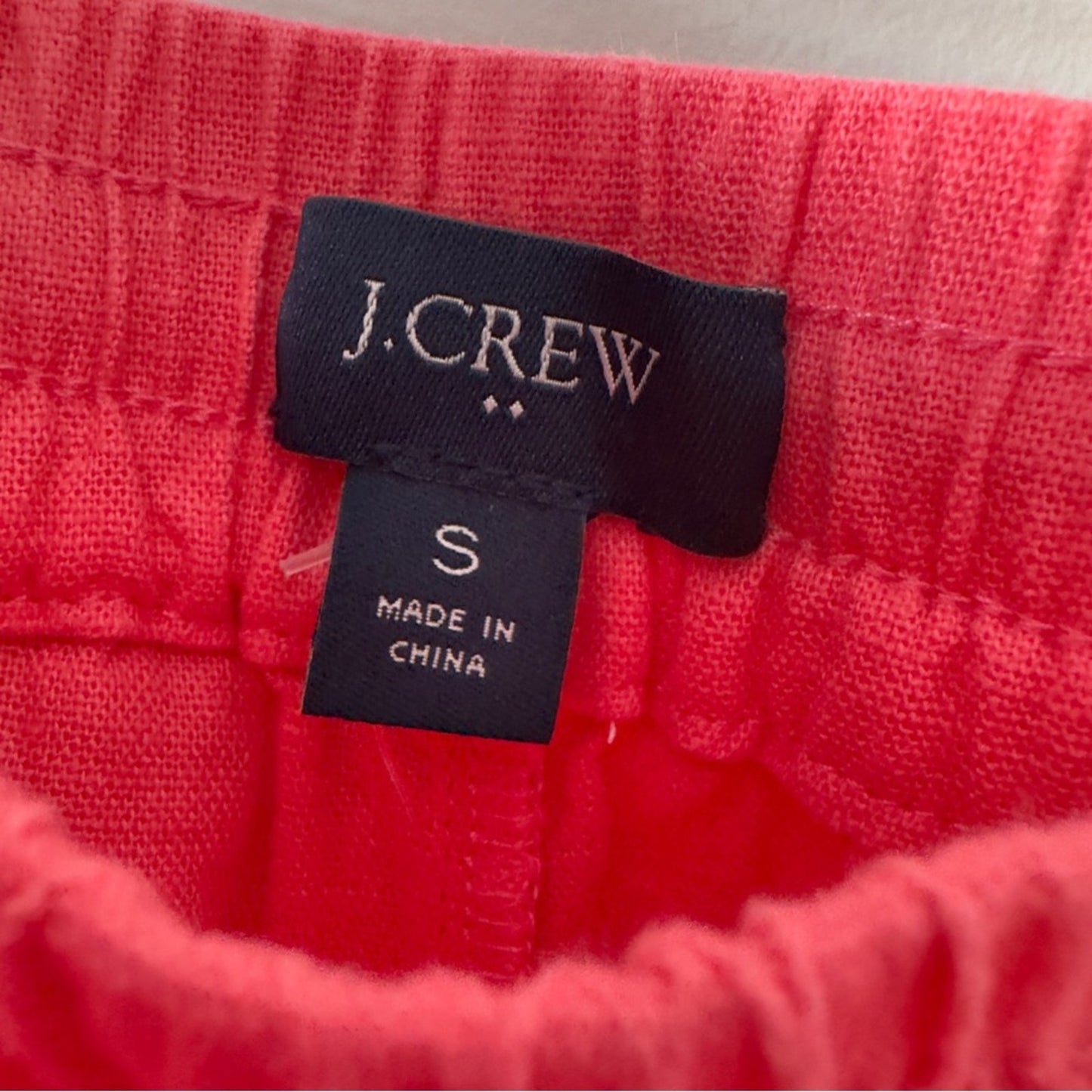 J. Crew Pink White Floral Embroidered Shorts Scalloped Hem Pull On Drawstring S