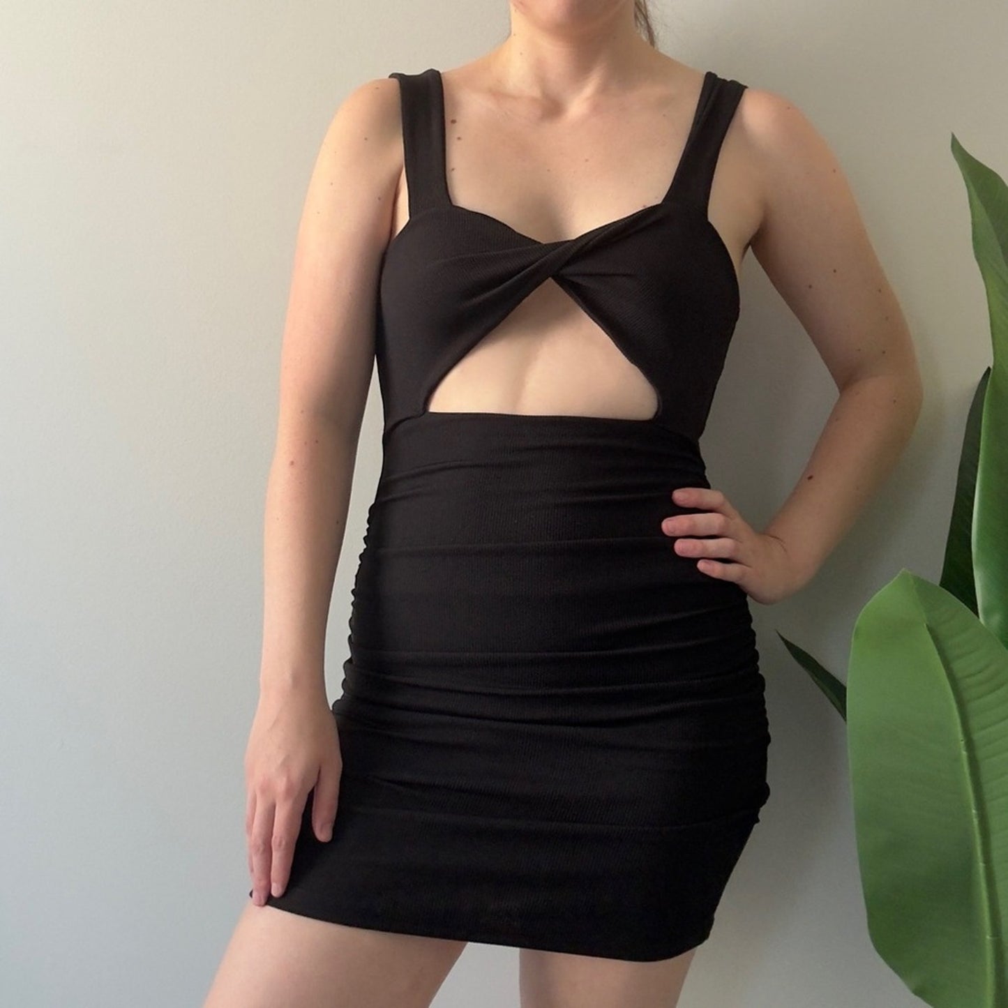 Mable Anthropologie Black Cutout Middle Backless Dress mini stretch sleeveless S