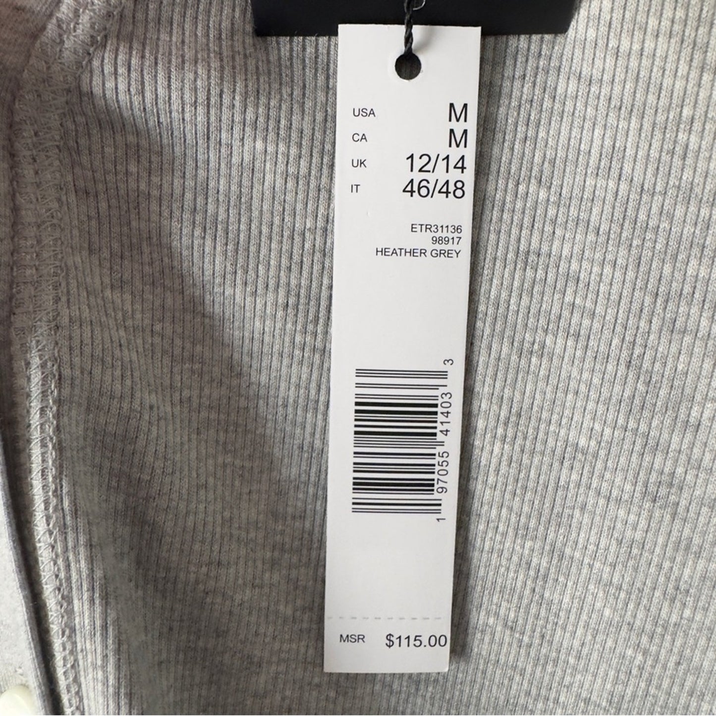 Elie Tahari Gray Long Sleeve Cardigan Half Button Front Minimalist Ribbed Solid