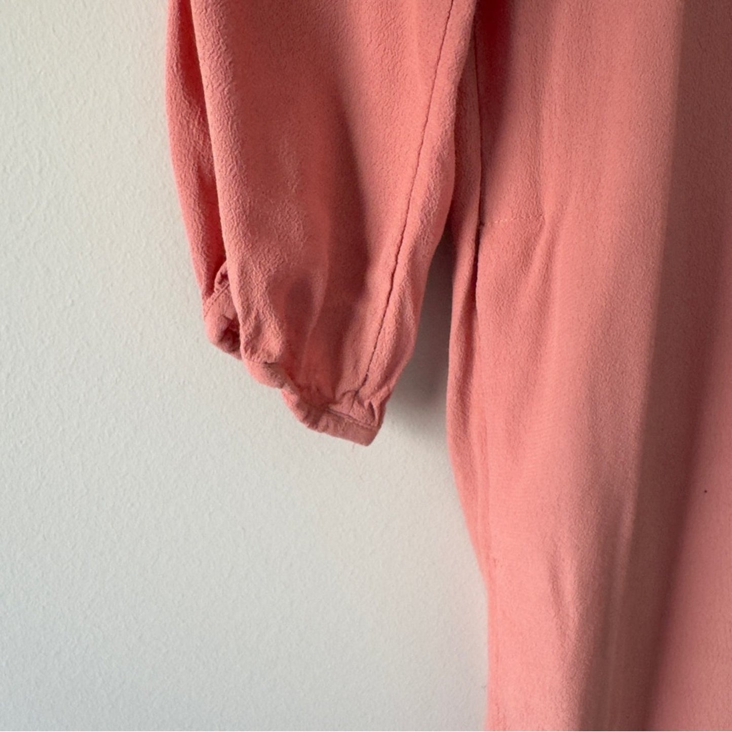 Madewell Pink Long Sleeve Shift Dress Knee Length Solid Preppy Crepe