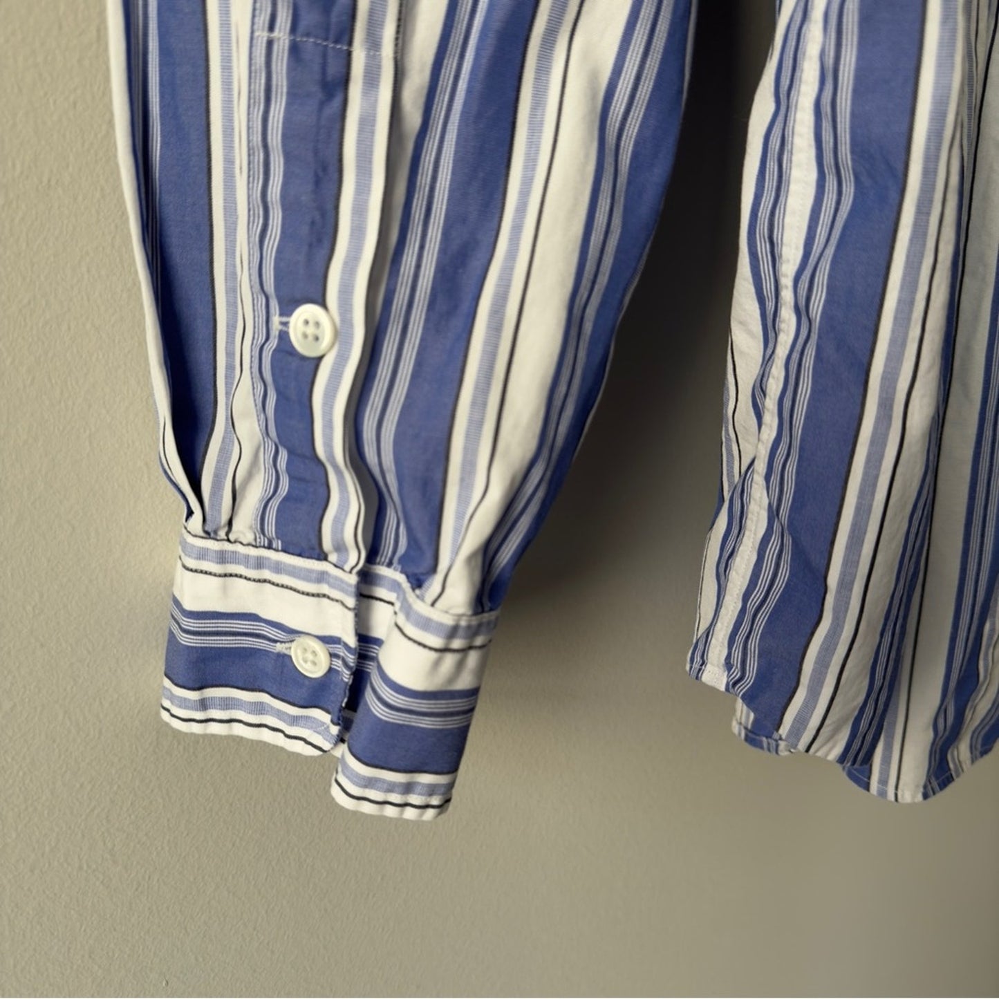 Ralph Lauren Custom Fit Fine Two-ply 100’s Blue White Striped button down Shirt