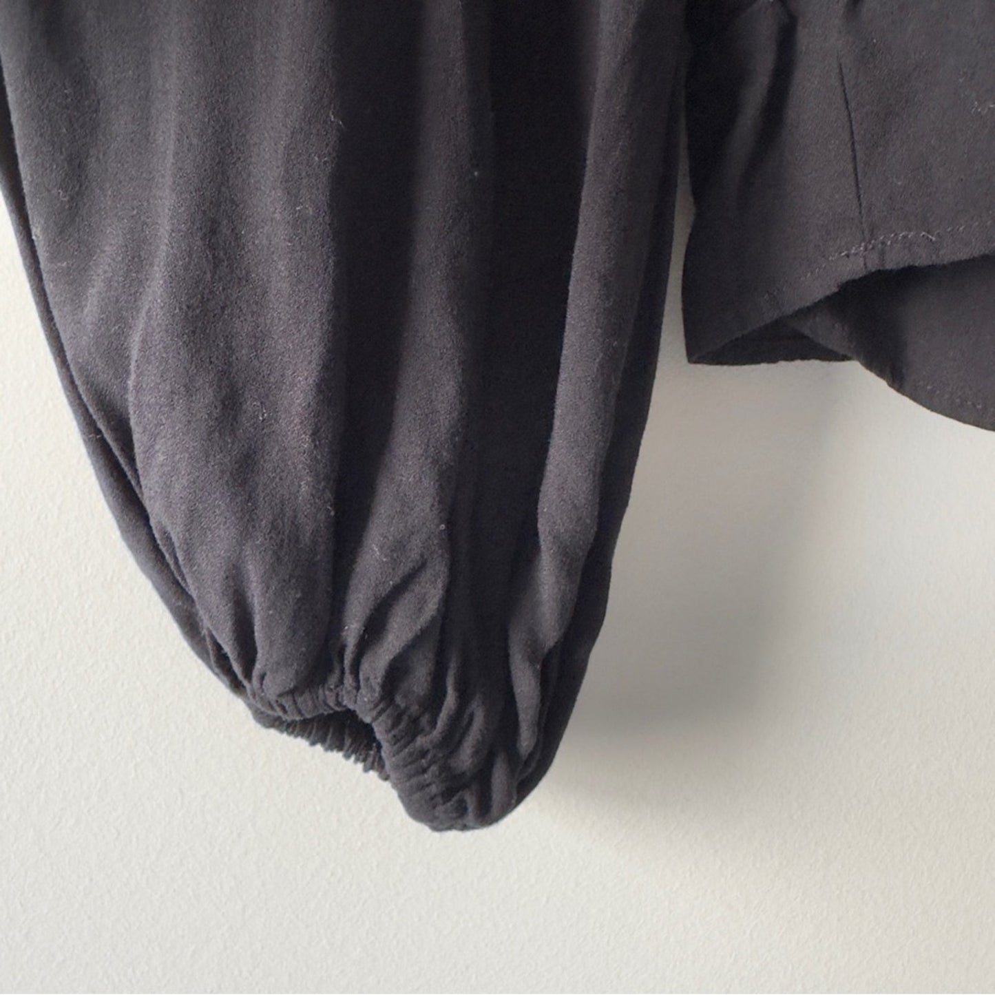 AFRM Revolve Black Babydoll Top Long Sleeve Zip Up Zipper Sweetheart Neckline M