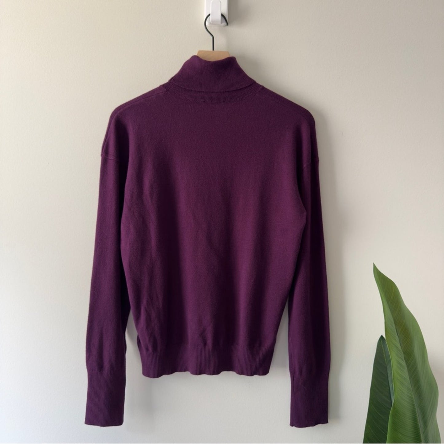 Express Deep Purple Turtleneck Sweater Long Sleeve Tight Knit Soft Solid Autumn