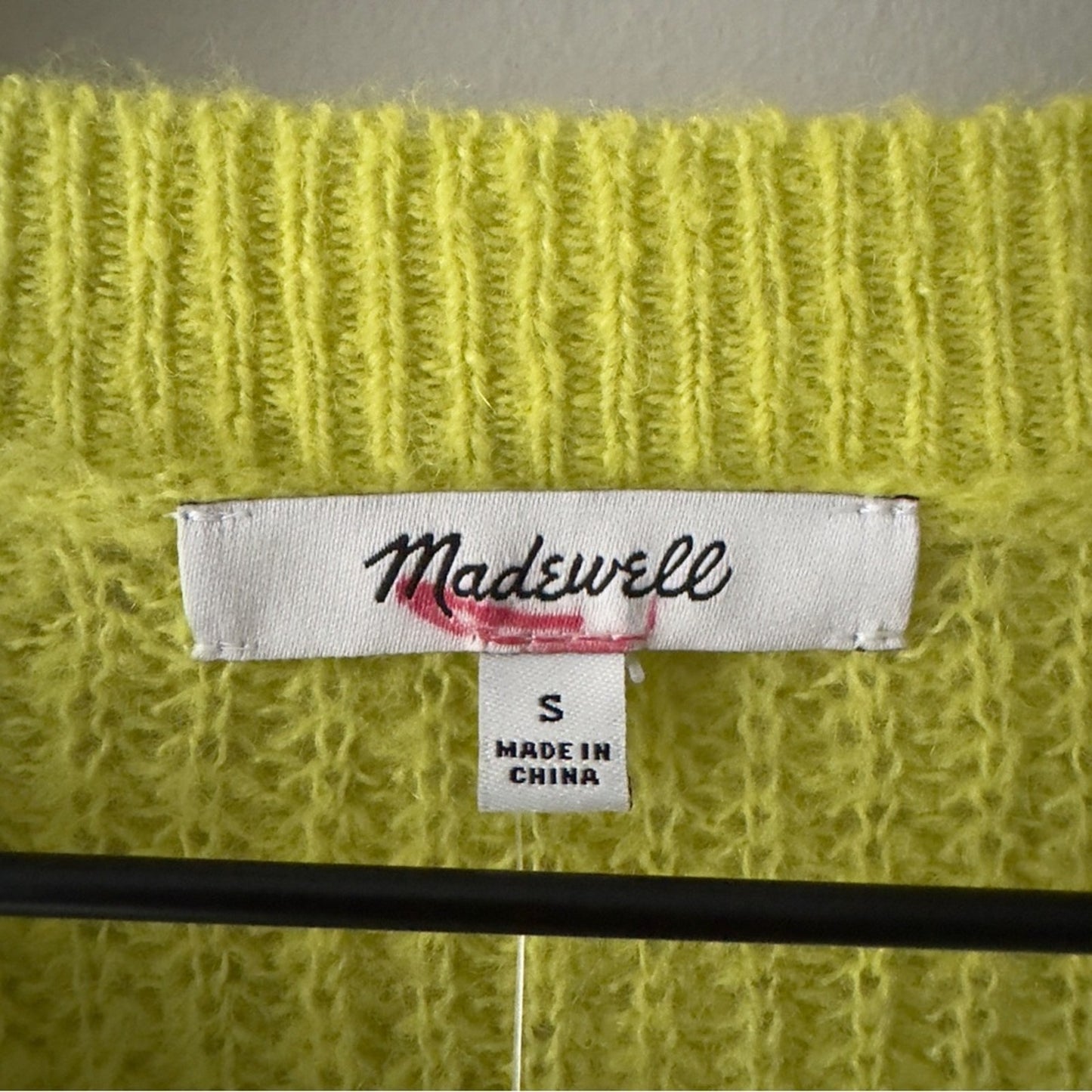 Madewell Alpaca Blend Neon Green Yellow Women's Sweater crew neck long sleeve S