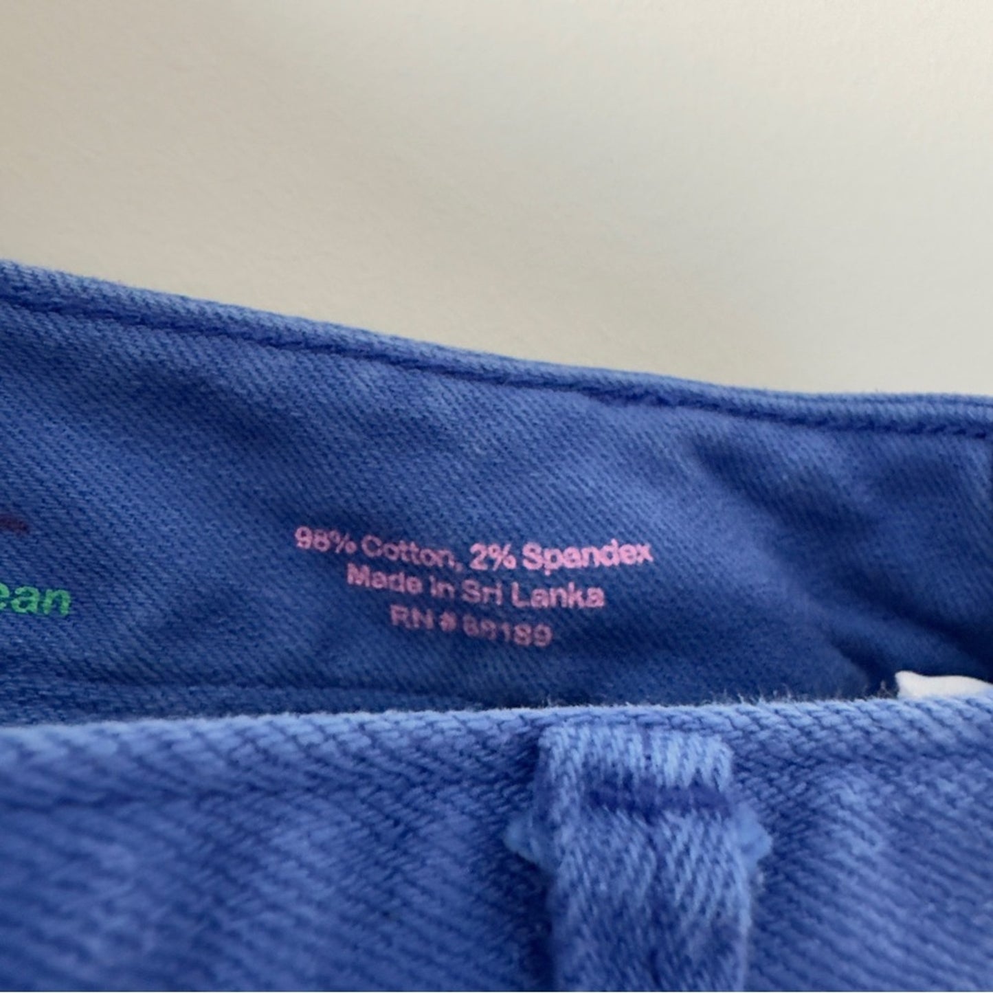 Lilly Pulitzer Worth Straight Jean Blue Cotton Stretch Pockets Zip double button