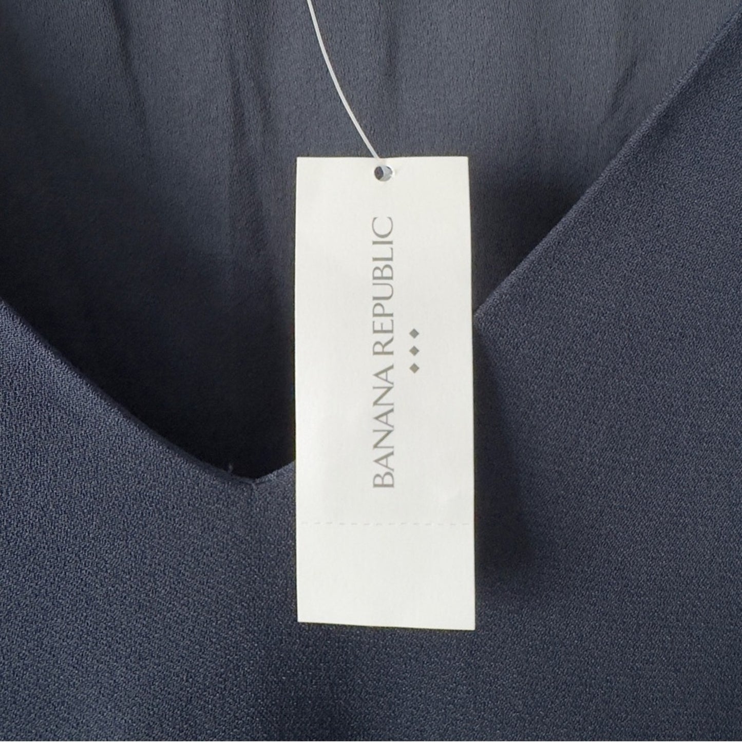 Banana Republic Navy Blue Ruffle Short Sleeves Dress crepe v-neck knee length 4