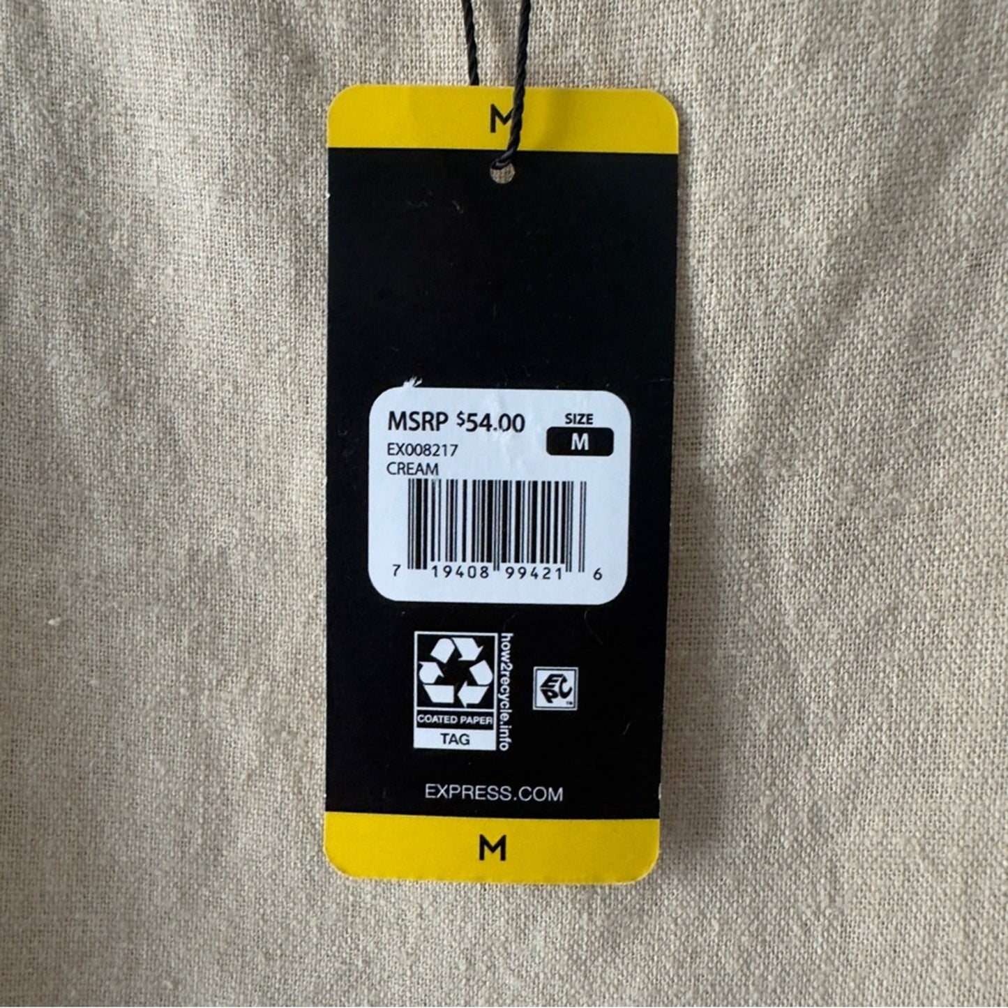 Express Linen Blend Sleeveless Tank Top in Cream tan minimalist solid casual NWT