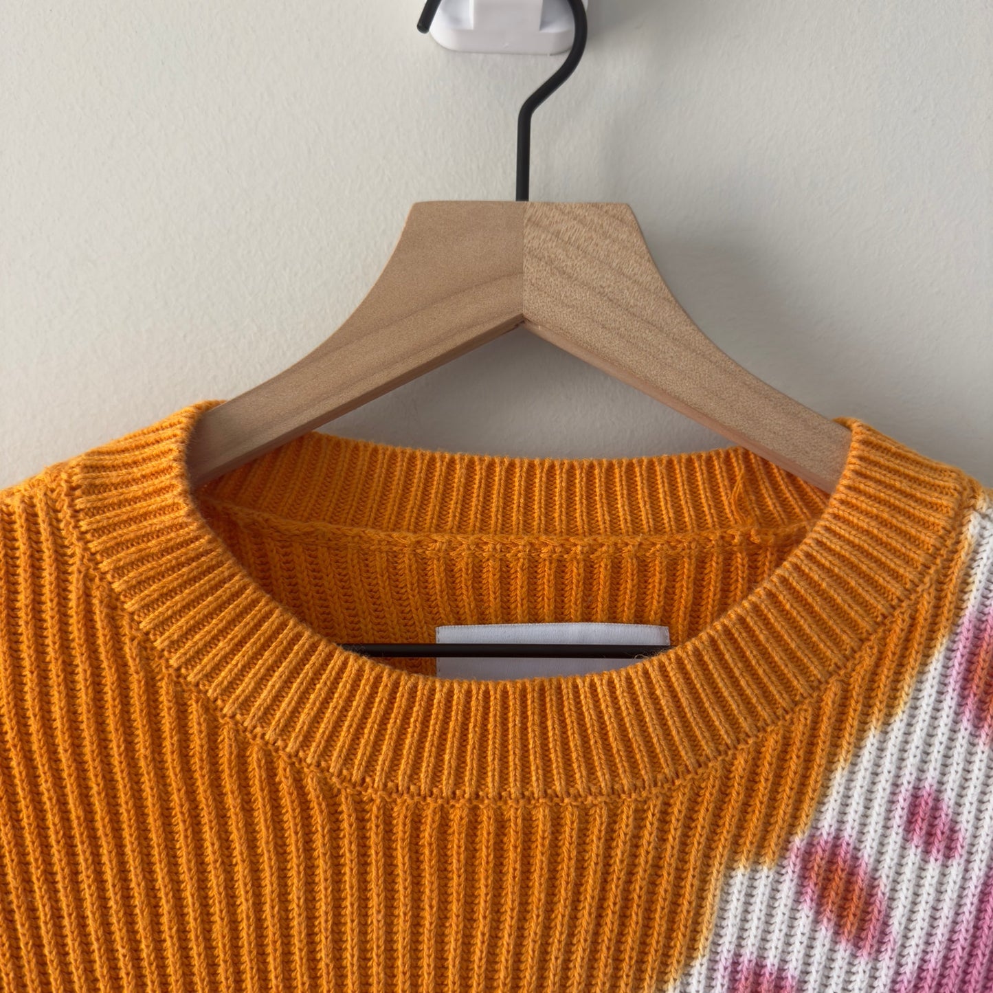 Pistola 100% Cotton Orange and Pink Dip Dye Crew Neck Sweater Long Sleeve ribbed