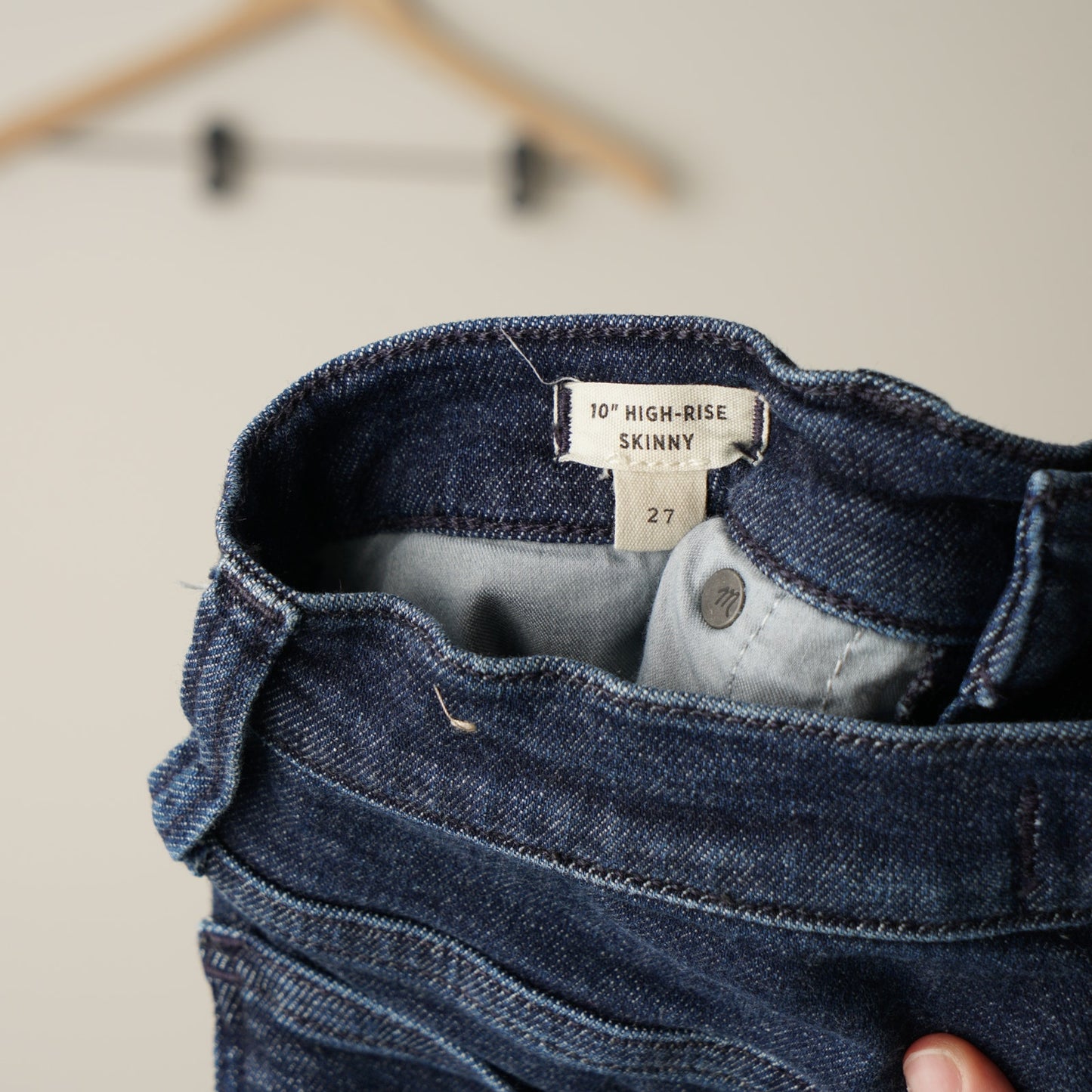 Madewell 10" High-Rise Skinny Jeans Dark Wash Cotton Stretch Zip Button Casua