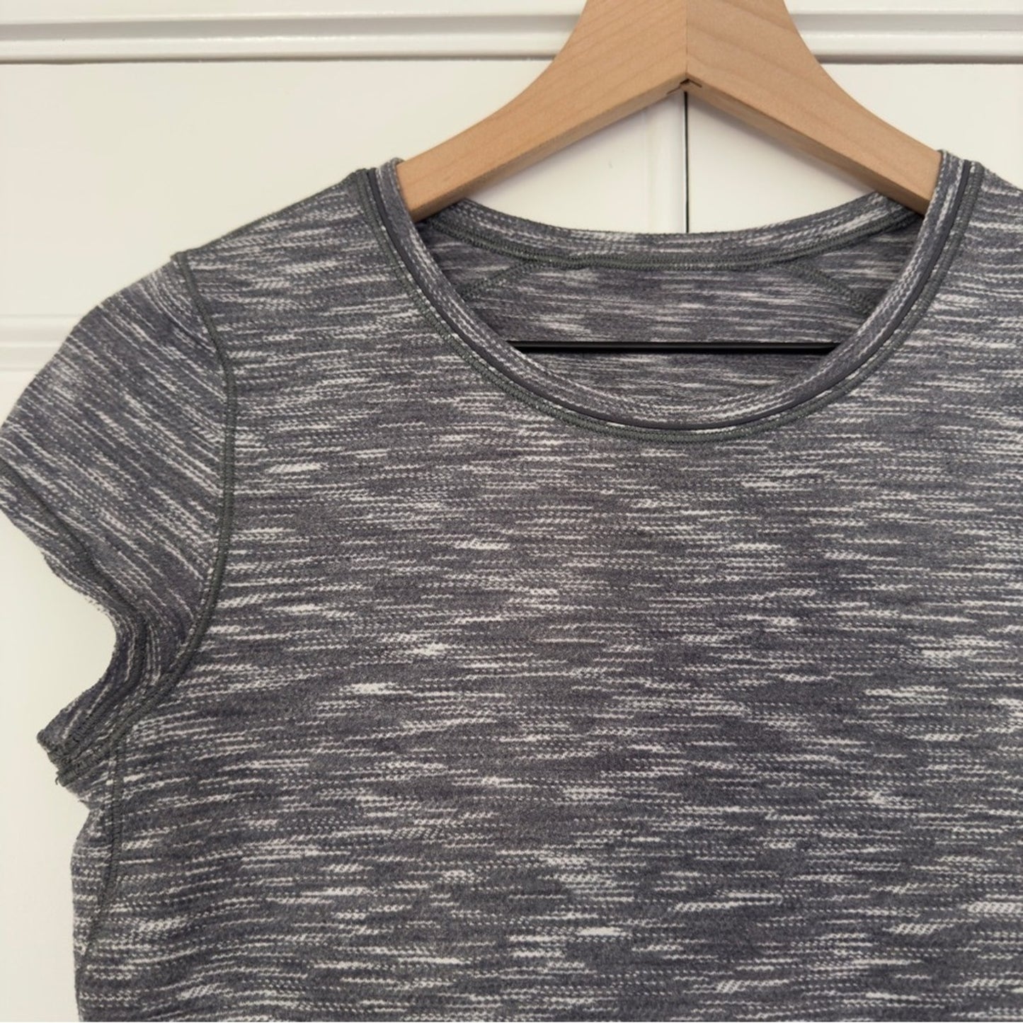 Lululemon Another Mile Short Sleeve gray white training lightweight stretch crew