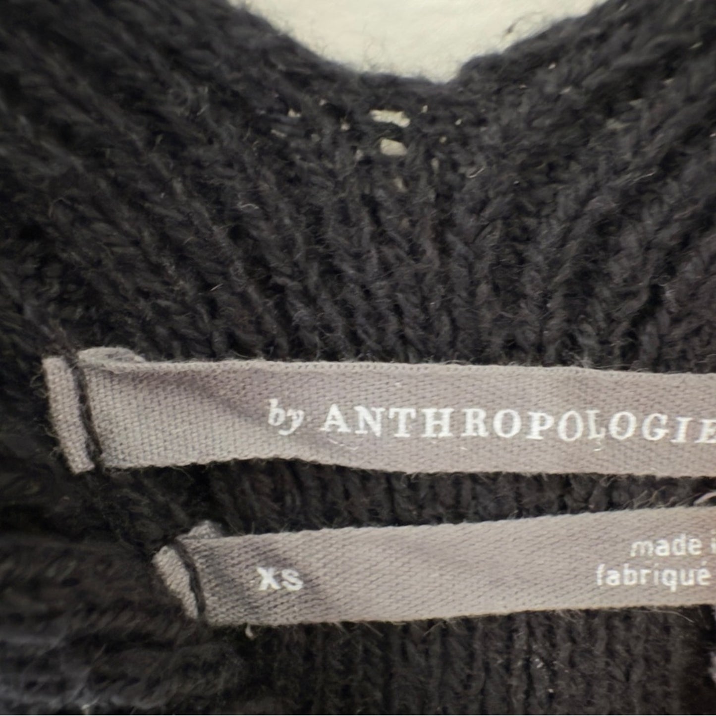 Anthropologie Ribbed Tight Knit Black Fitted Camisole Top Scoop V-Neck Cotton XS