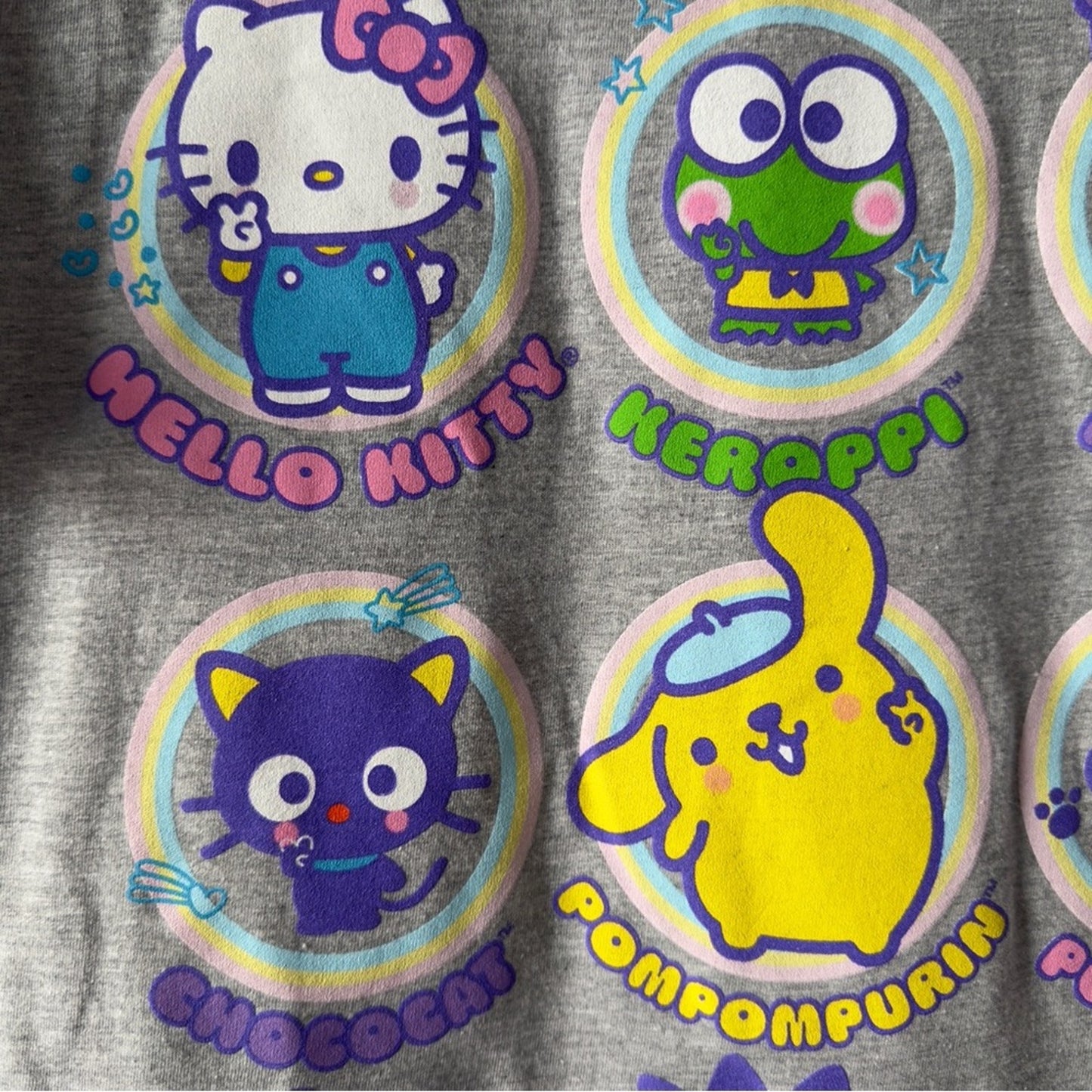 Hello Kitty and Friends Grey Graphic T-Shirt Cotton Blend Short Sleeve Casual S