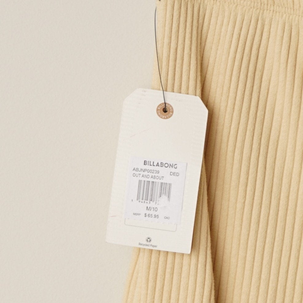 Billabong Out and About Rib Knit High Waisted Flared Cropped Pants Ribbed Solid