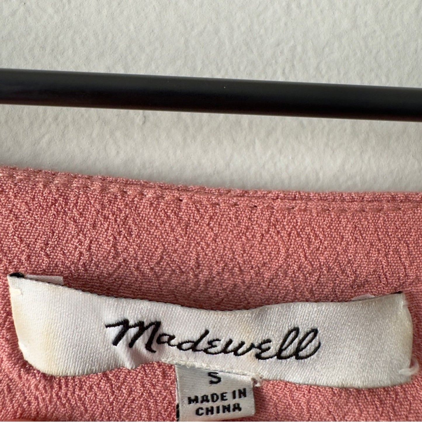 Madewell Pink Long Sleeve Shift Dress Knee Length Solid Preppy Crepe