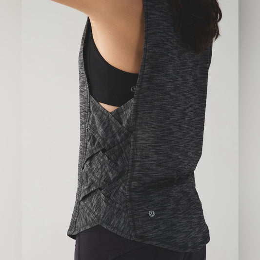 Lululemon Var-City Muscle Tank in Heathered Black size 2 lightweight top crew
